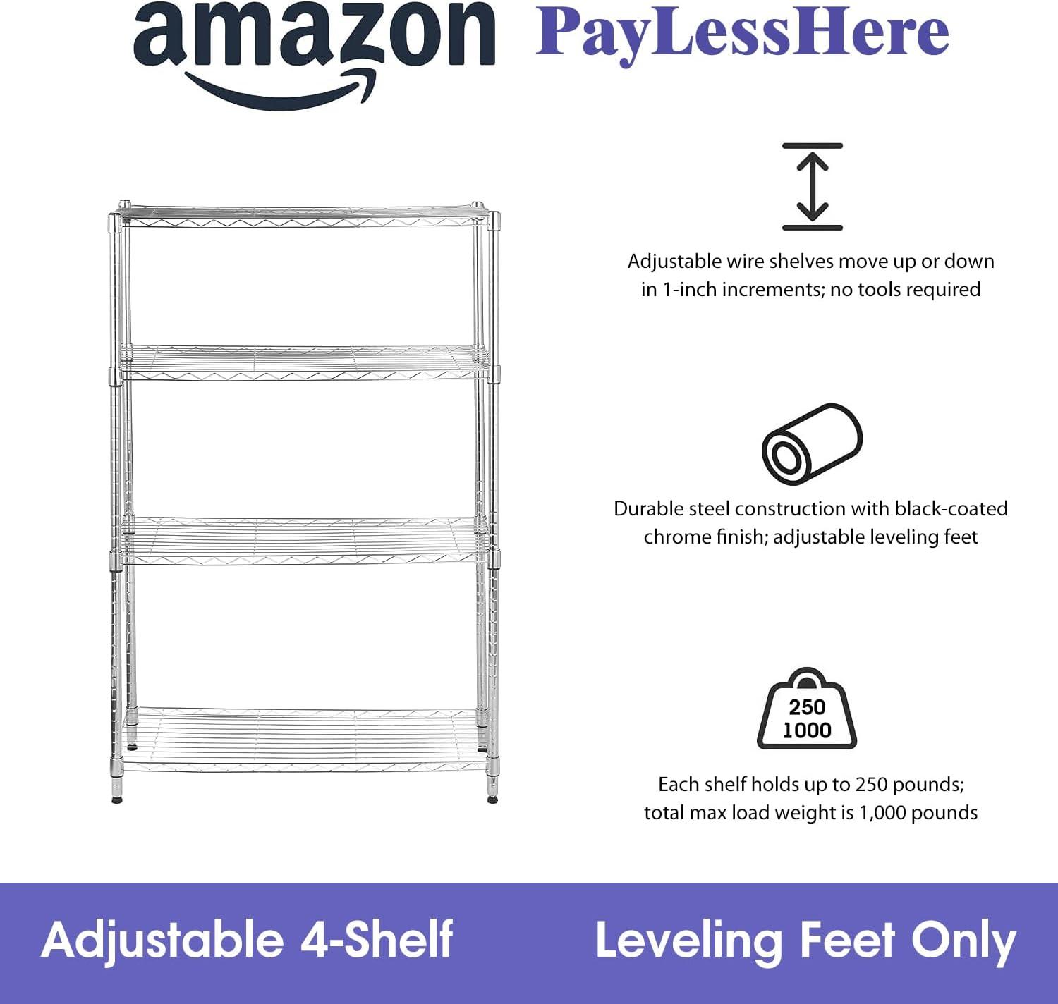 FDW Wire Shelving Unit Heavy Duty Storage Rack Metal Shelf Garage Organizer Wire Rack  (Chrome, 36" L x 14" W x 54" H)