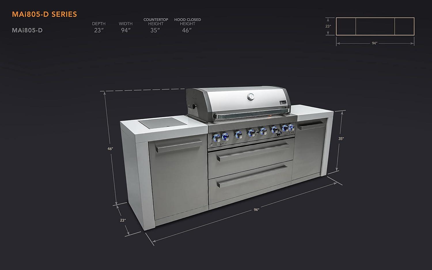 94-Inch Stainless Steel Outdoor Kitchen Island with Rotisserie and Side Burner