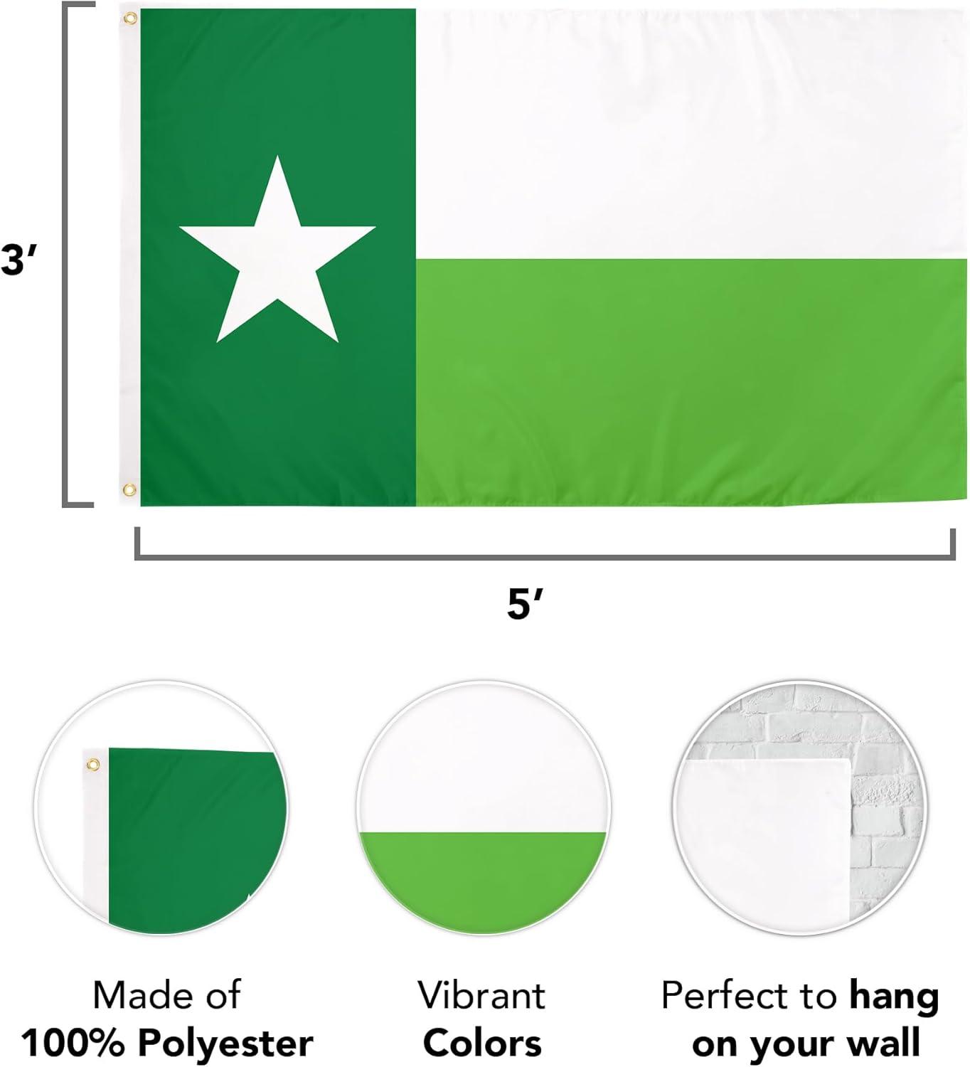 Desert Cactus University of North Texas Flag UNT Mean Green Flags Banners 100% Polyester Indoor Outdoor 3x5 (Green Texas Flag)