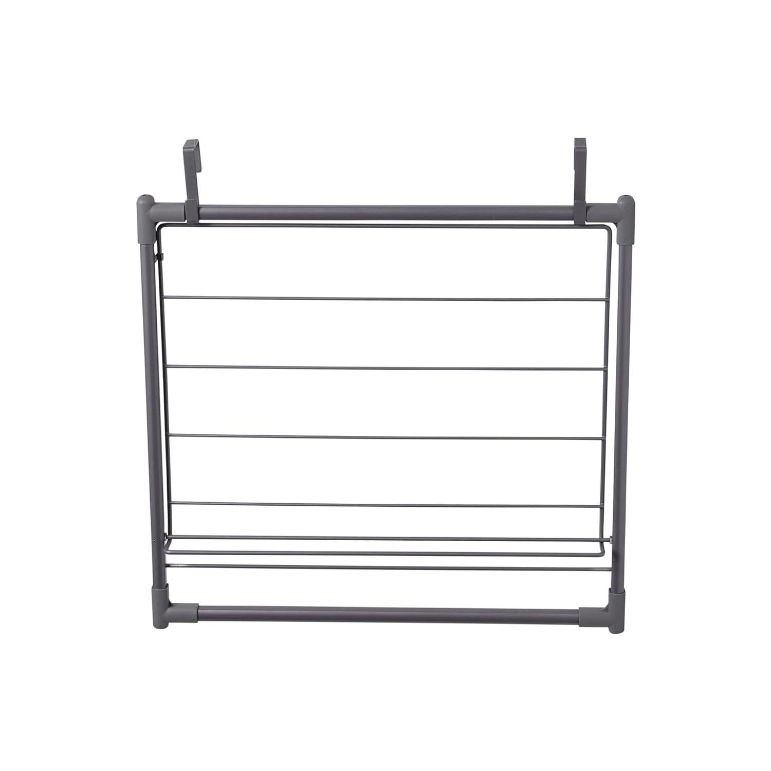 Household Essentials Metal Expandable Over the Door Drying Rack, Grey