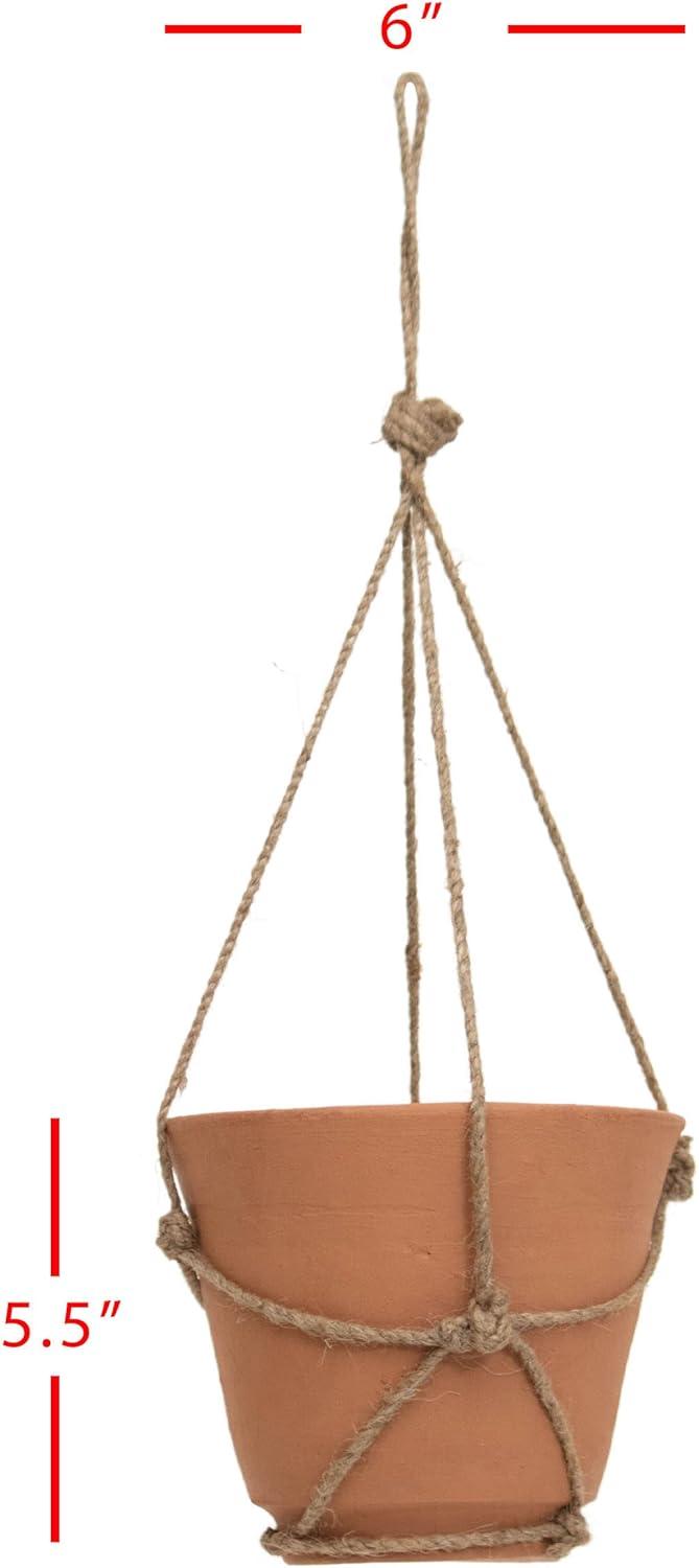 Hanging Terracotta Terracotta & Jute Planter - Foreside Home & Garden