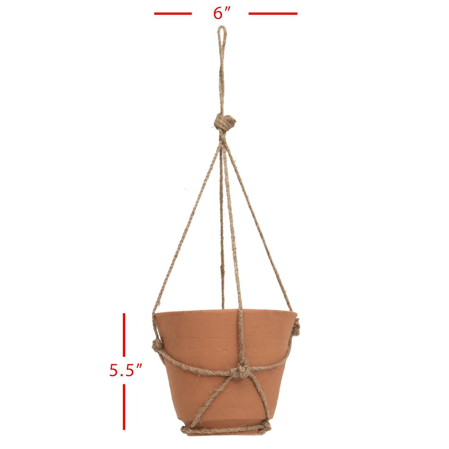 Hanging Terracotta Terracotta & Jute Planter - Foreside Home & Garden