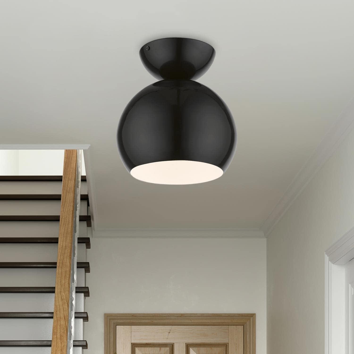 Livex Lighting Stockton 1 - Light Semi-Flush Mount in  Shiny Black
