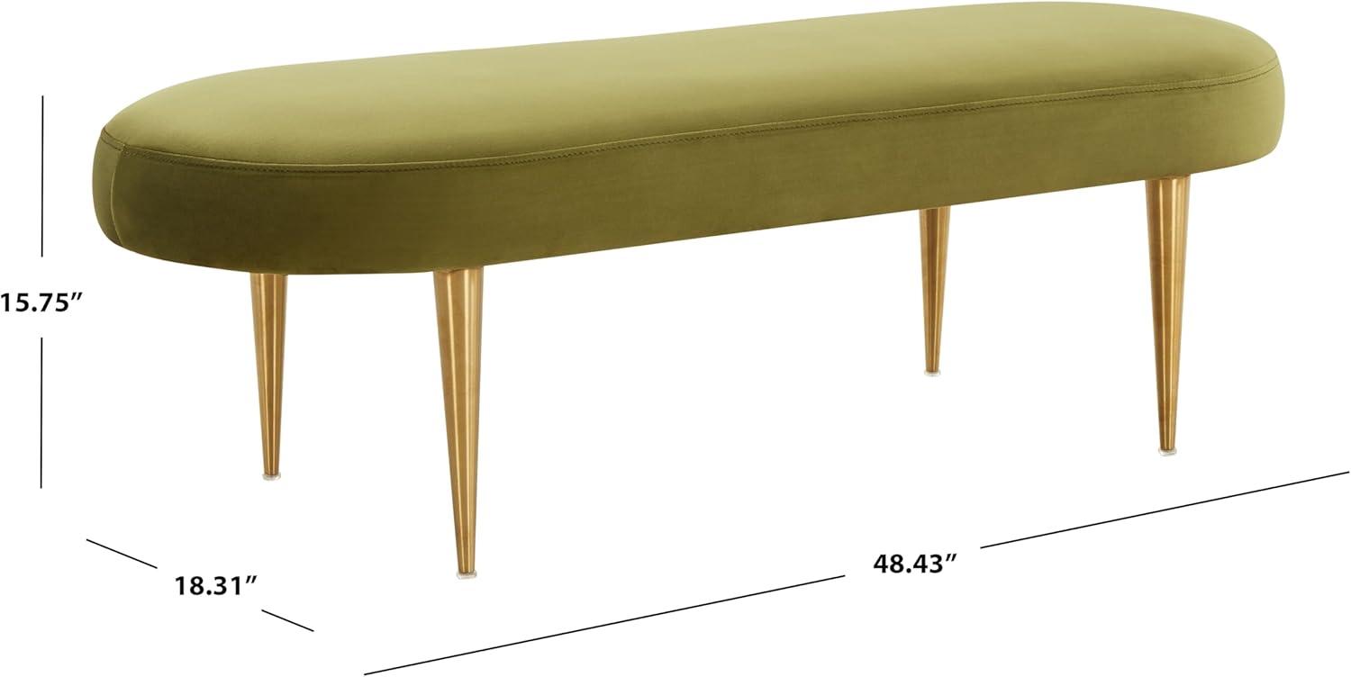 SAFAVIEH Couture Corinne Oval Solid Velvet Contemporary Bench, Olive Green