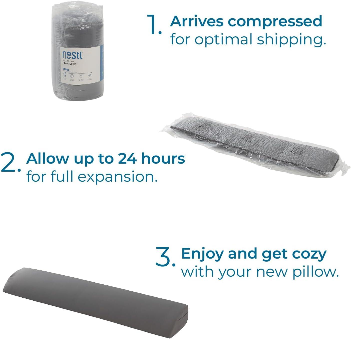Nestl Bed Wedge Pillow for Headboard, Bed Gap Filler King Size with Side Pockets