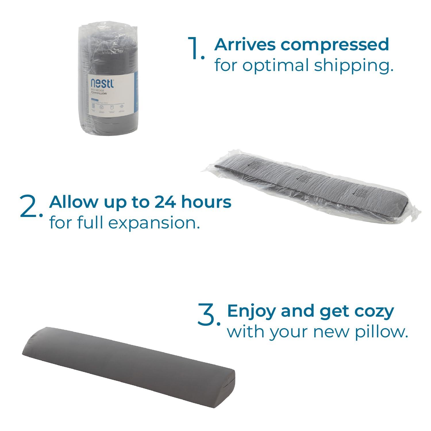 Nestl Bed Wedge Pillow for Headboard, Bed Gap Filler King Size with Side Pockets