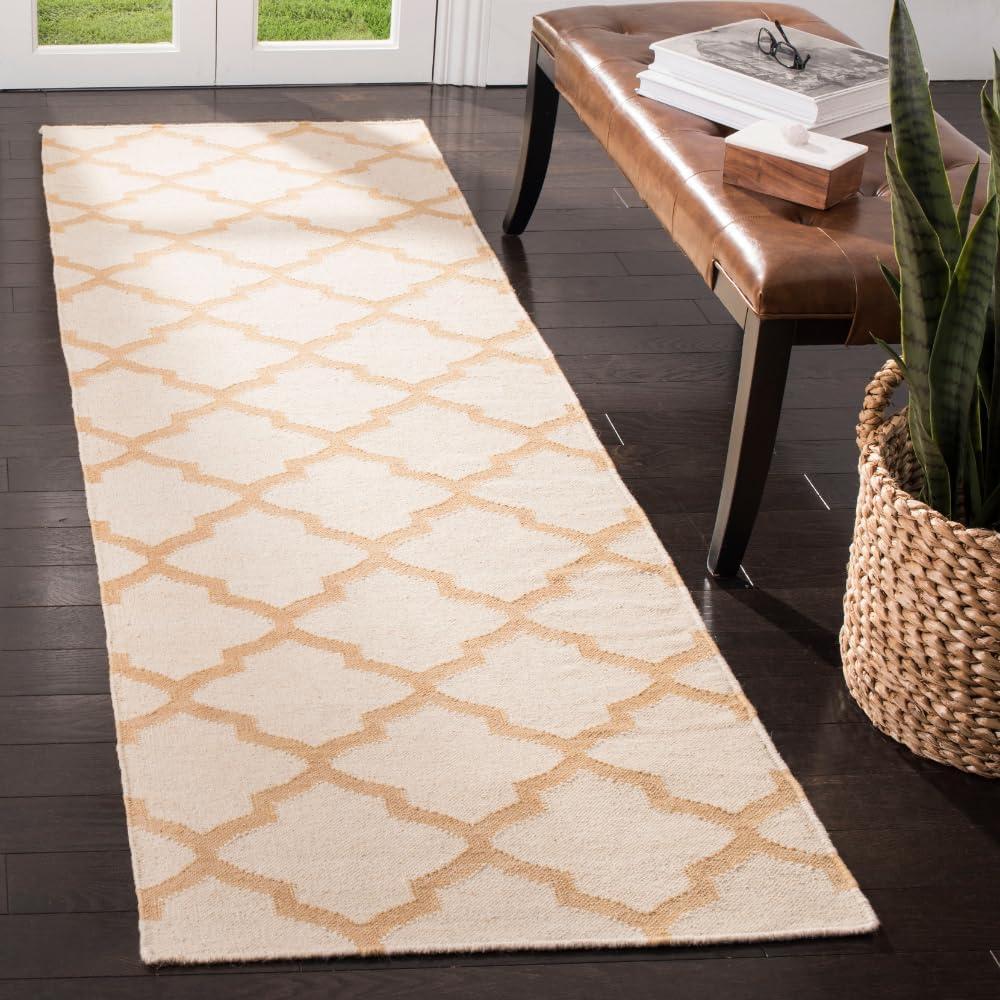 Winston Porter Milltown Hand Woven Flat Weave Wool Geometric Rug