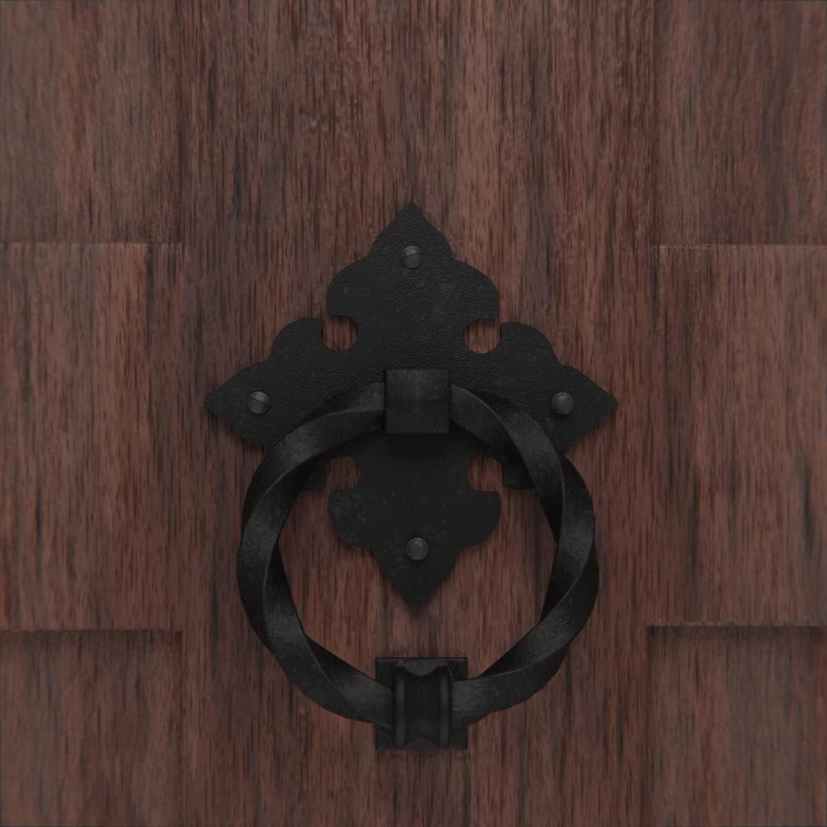 The Renovators Supply Inc. Black Door Knocker Cast Iron Door Knockers 7 Inch X 5.5 Inch Renovators Supply