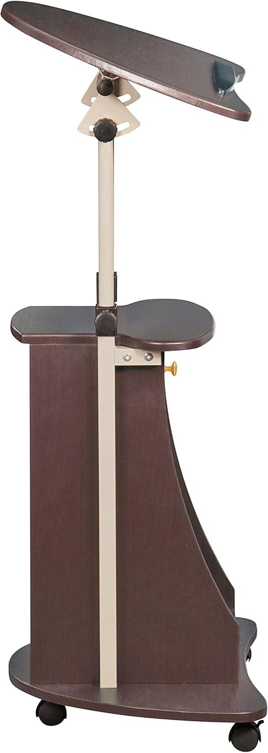 Chocolate Adjustable Height Mobile Sit/Standing Desk with Storage