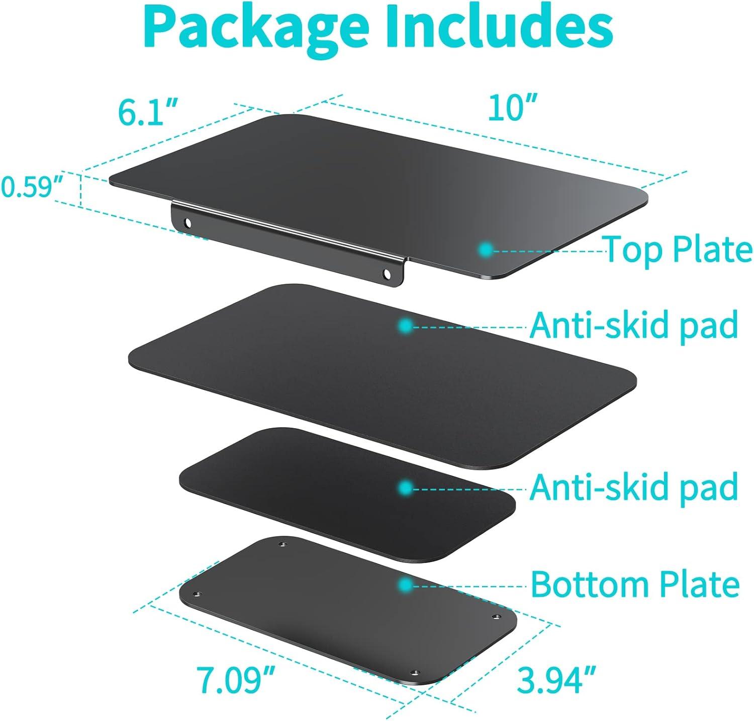 Black Steel Monitor Mount Reinforcement Plate for Desktops