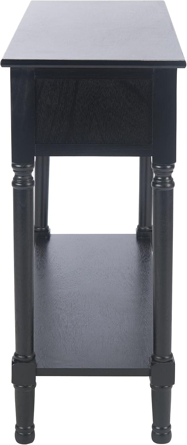 Allura Black Wood and Metal Console Table with Storage