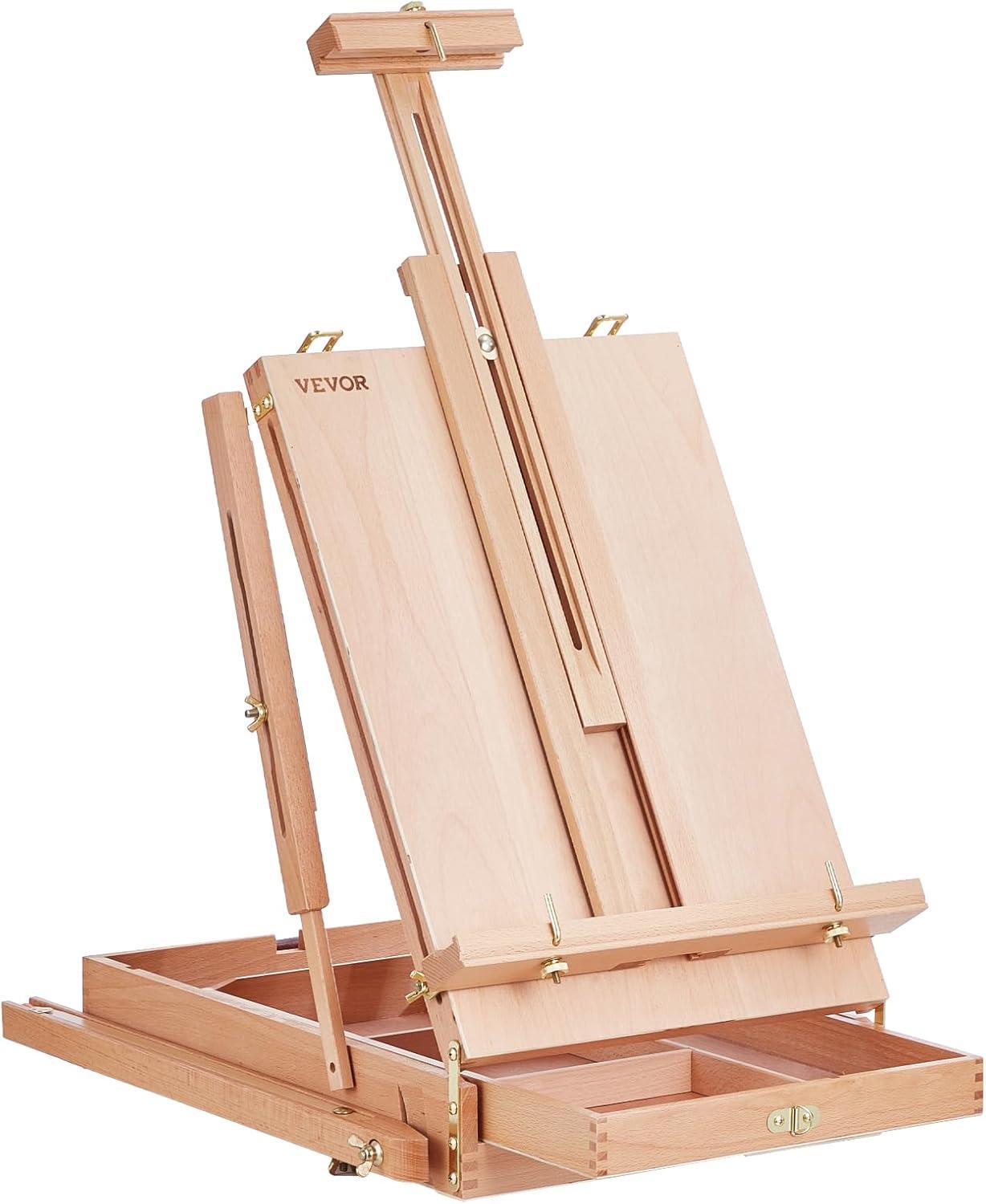 French Easel Hold Canvas to 34" Beechwood Foldable Sketchbox Easel Drawer