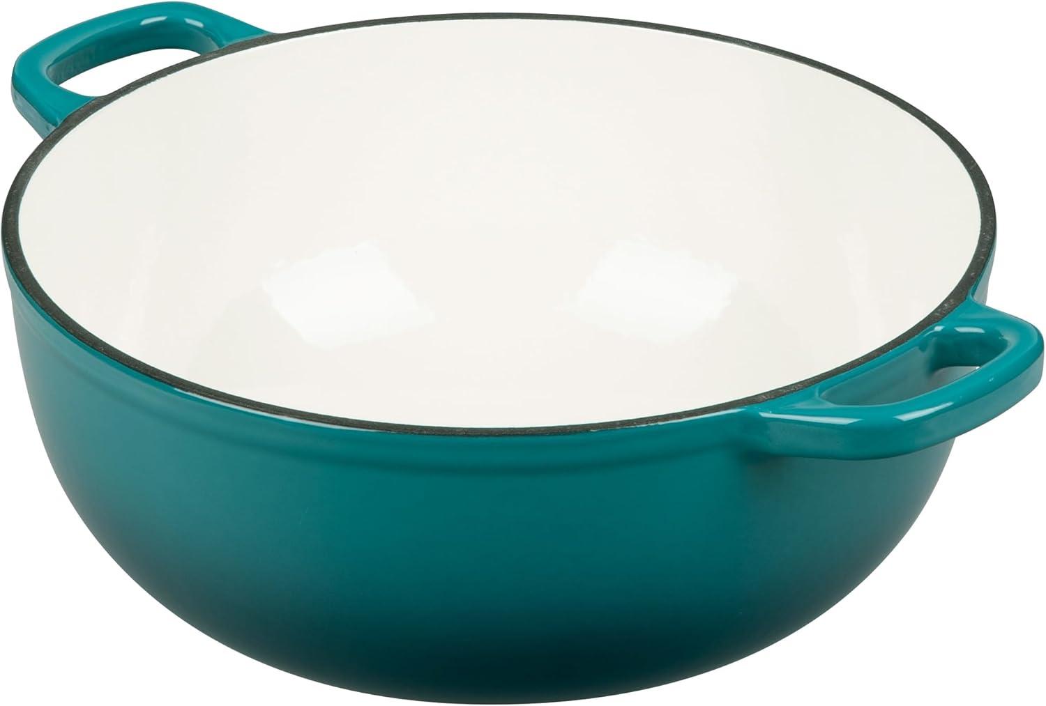 Darkcyan Enameled Cast Iron Round Dutch Oven with Lid, 5 Quart