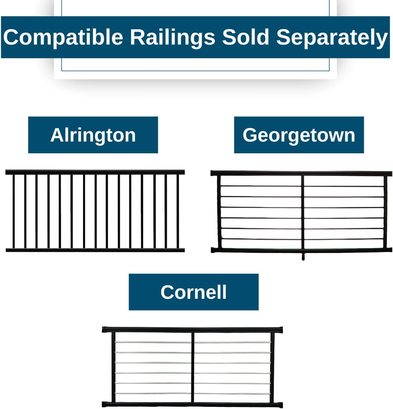 Weatherables Aluminum Railing Post Kit – Aluminum Post Kit for Arlington, Georgetown, and Cornell Railing Kits, Made with Durable Black Textured Powder-Coat Finish (3 in. x 3 in. x 54 in.)
