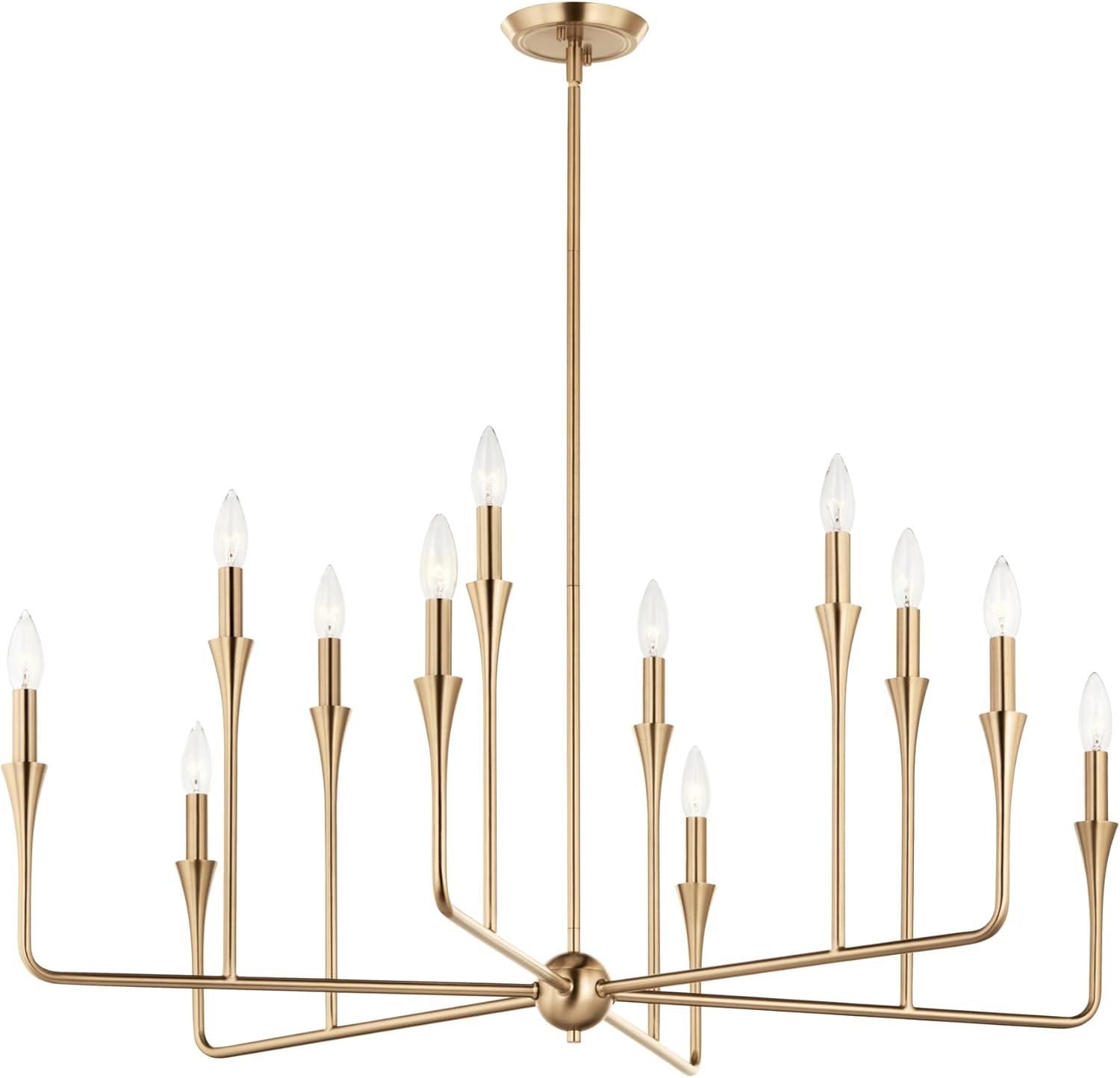 Champagne Bronze 12-Light Multi-Tier Chandelier with Tapered Accents