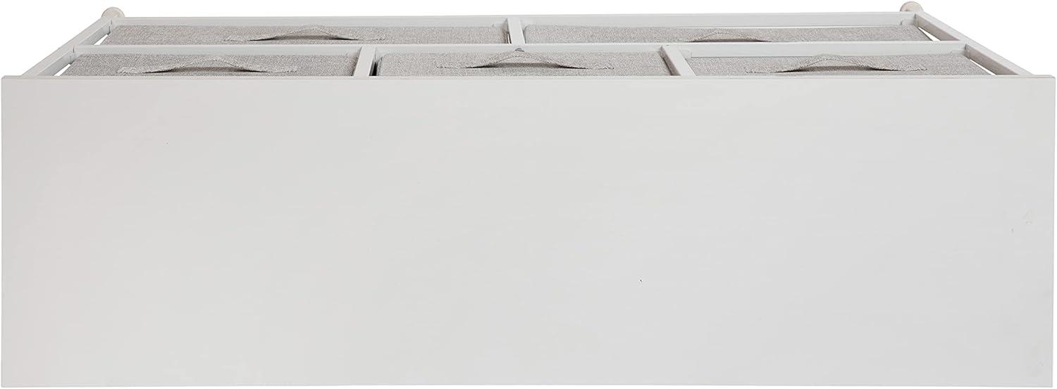 Flash Furniture 5 Drawer Wood Top White Cast Iron Frame Vertical Storage Dresser with Light Gray Easy Pull Fabric Drawers