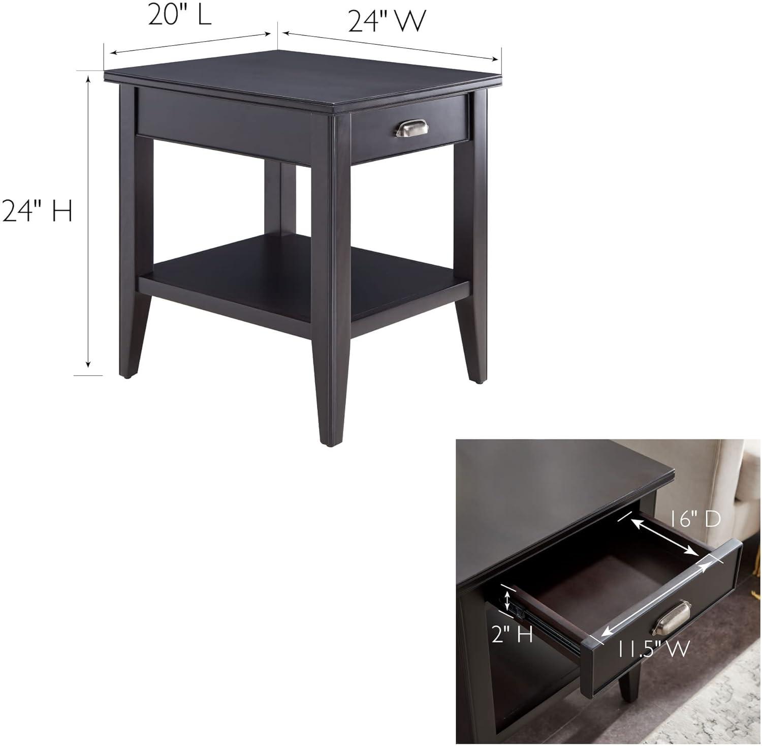 Leick Home Laurent End Table with Drawer in Black