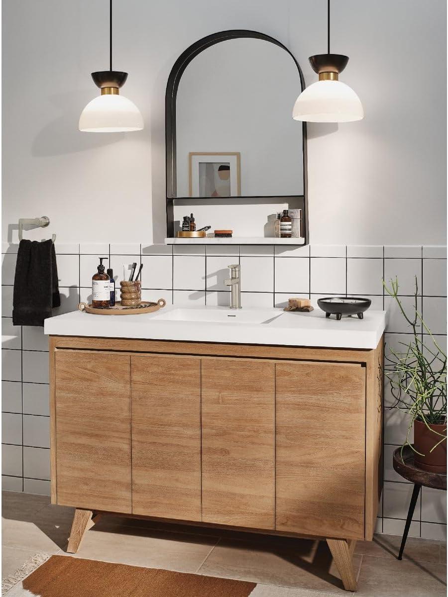 Moen Rinza Spot Resistant Nickel 1-Handle Lever 4 In. Centerset Bathroom Faucet