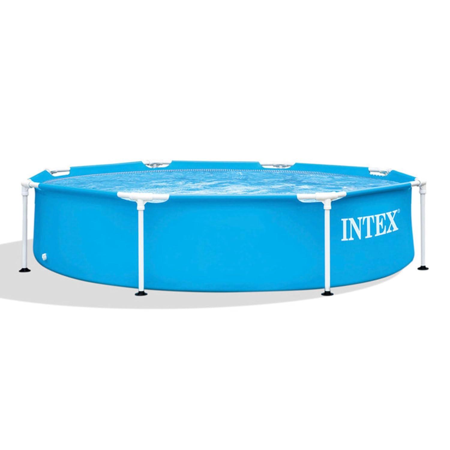 Intex Intex Round Metal Frame Outdoor Backyard Above Ground Swimming Pool