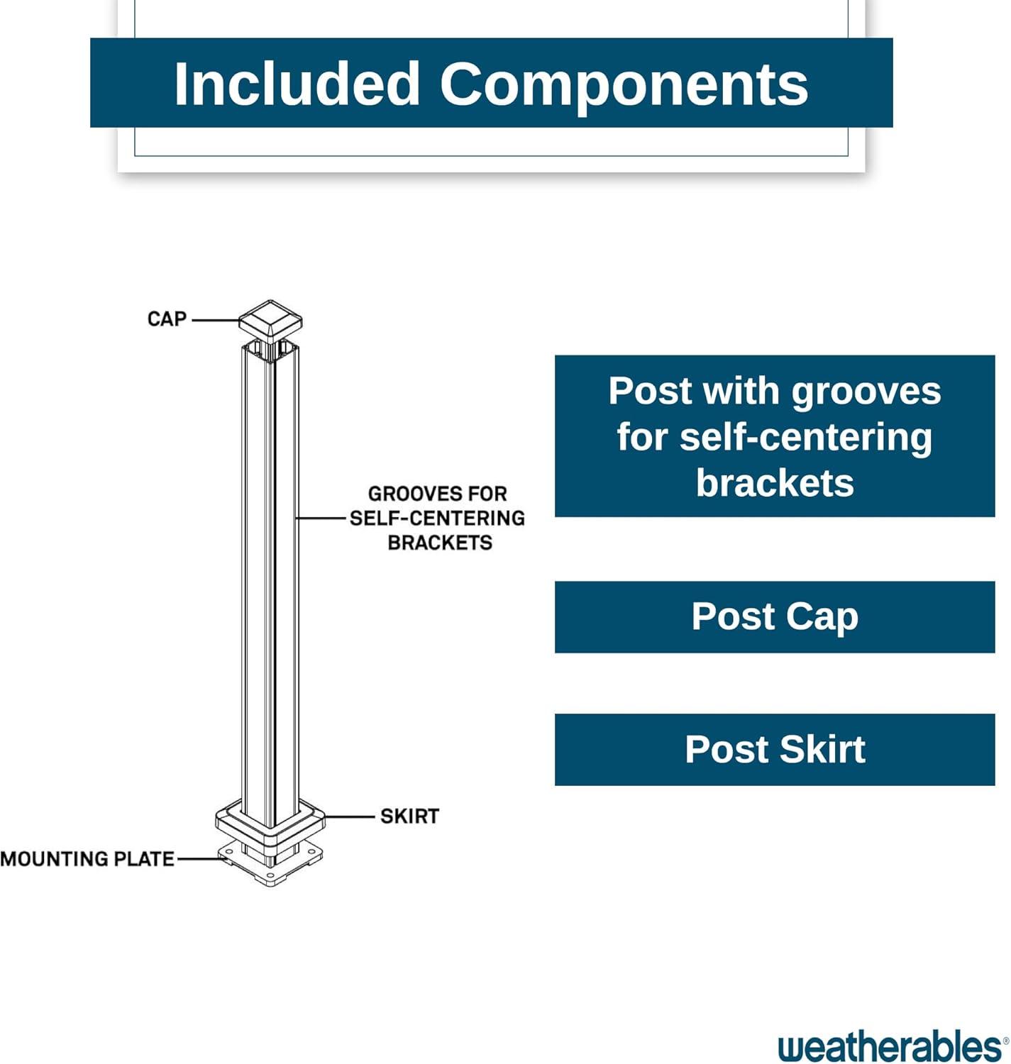 Weatherables 2-1/2-in x 2-1/2-in x 3-1/4-ft Textured Black Aluminum Deck Post