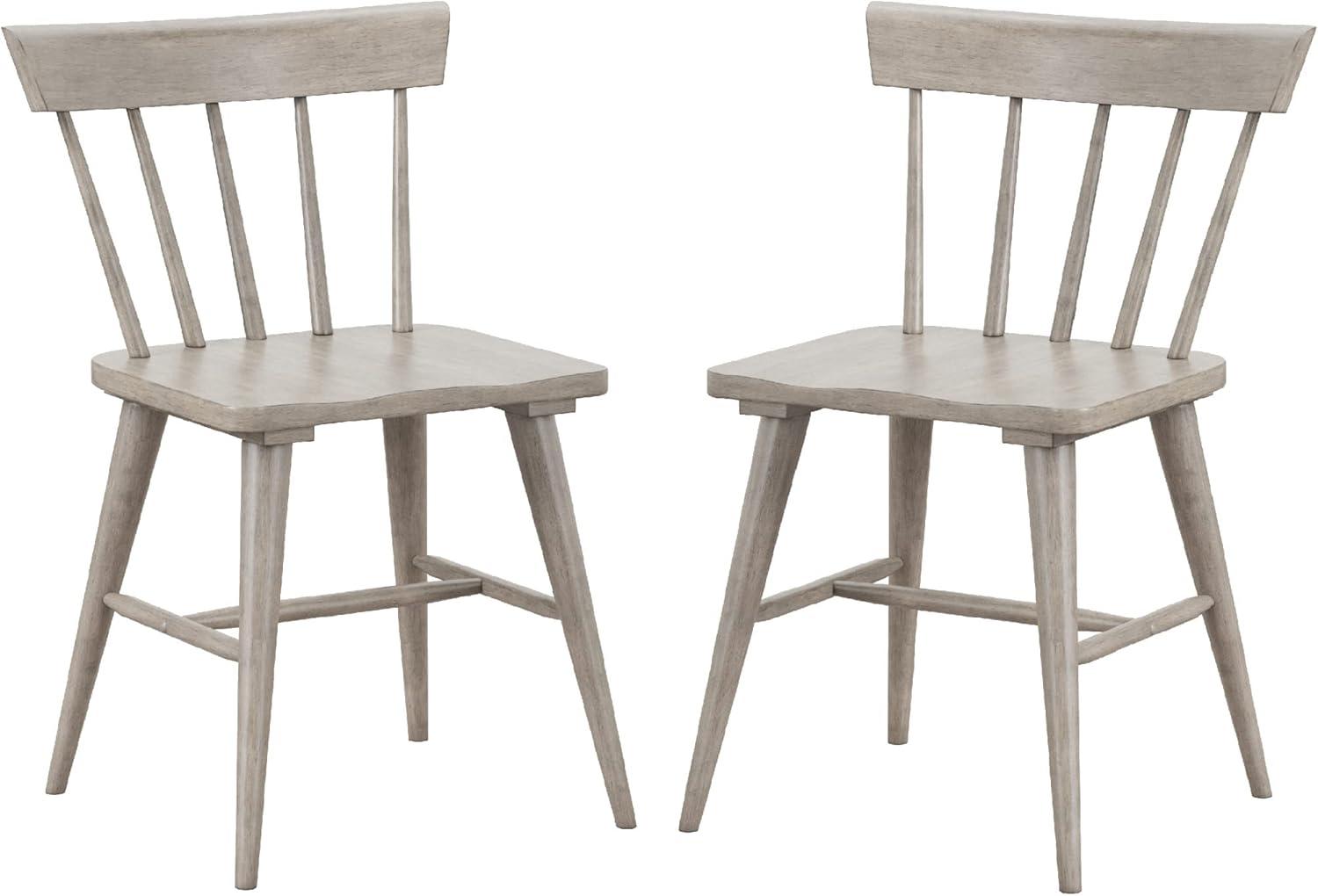 Gray Wood Spindle Back Dining Chairs, Set of 2