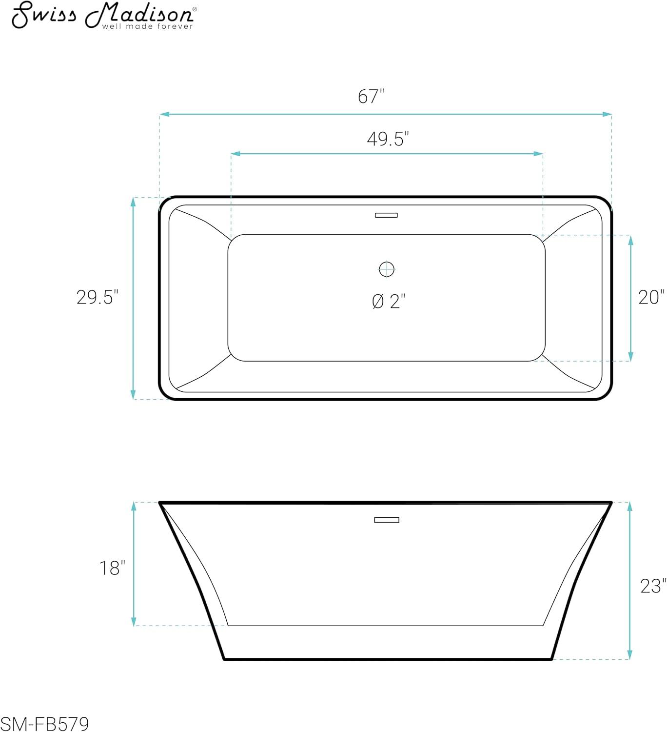 St. Tropez 67" Freestanding Bathtub