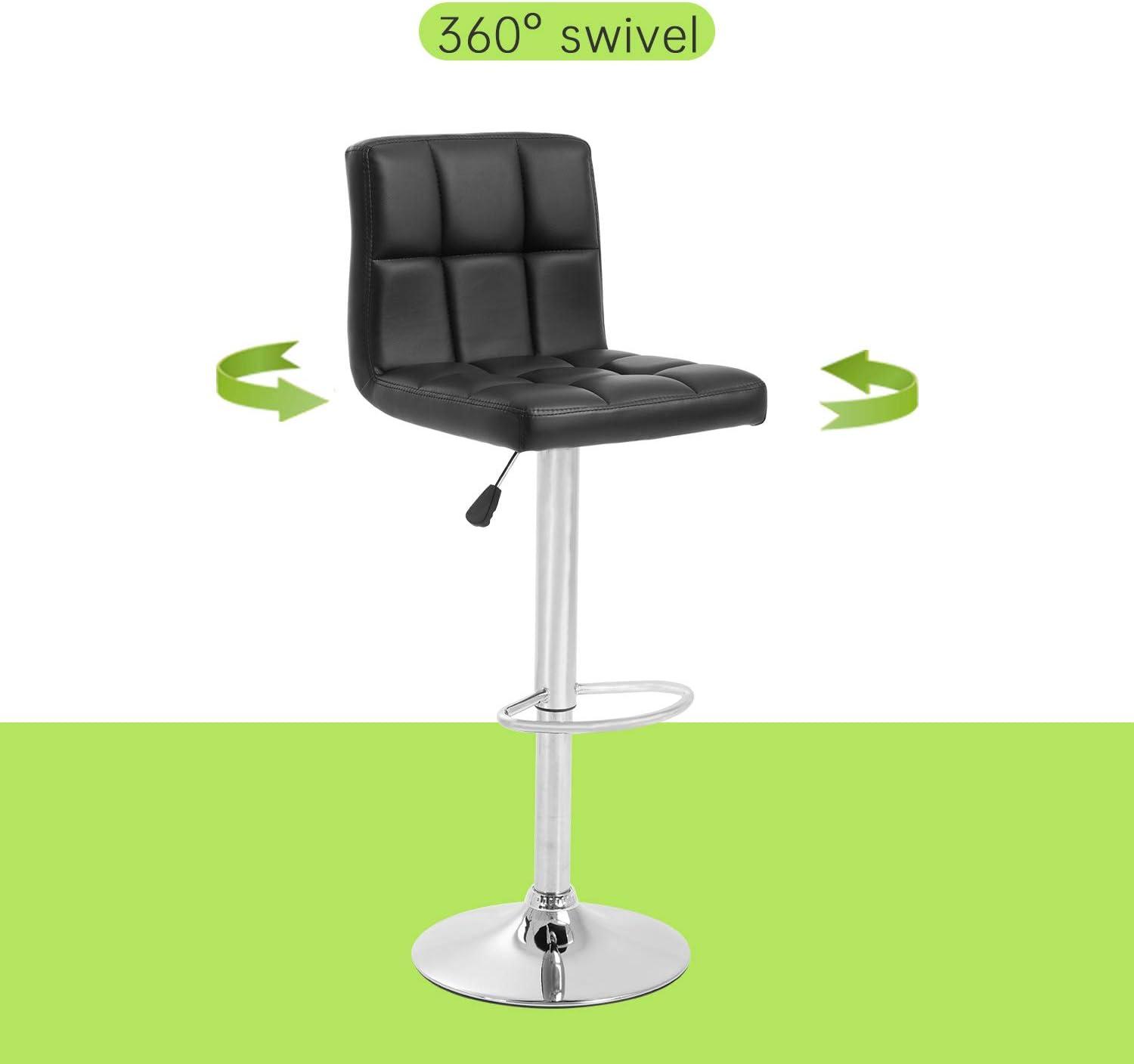 FDW Bar Stool with Swivel & Adjustable Height, Black, Set of 2