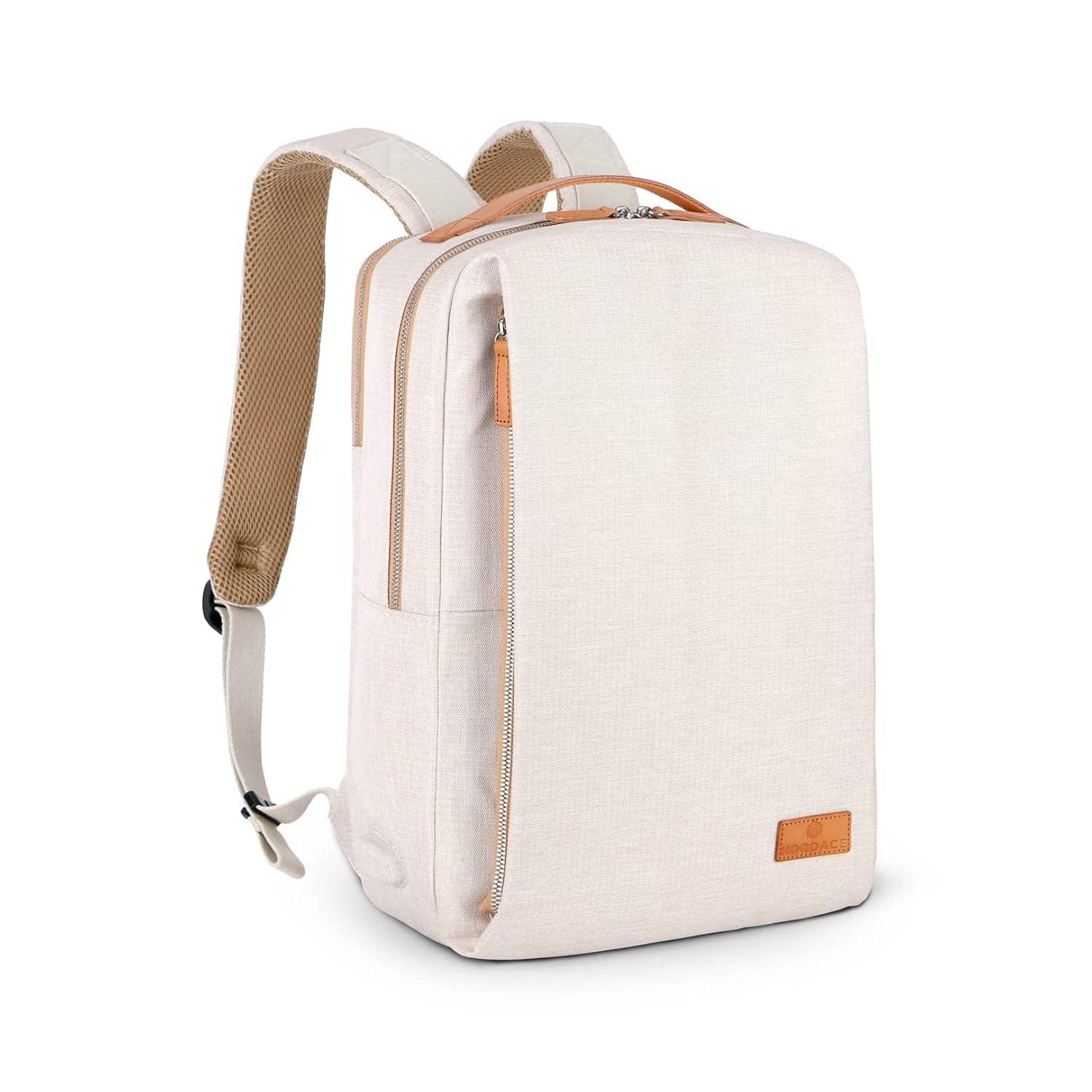 Nordace Siena Smart Backpack with USB Charging - 15.6 Inch Laptop Backpack, 19L Daily Backpack for Travel, Everyday, or Work (Beige)
