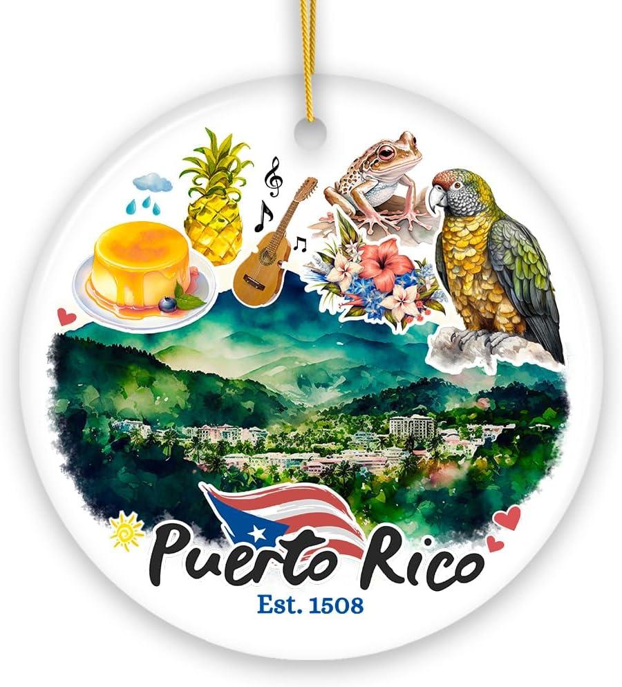 Artistic Puerto Rico Tropical Scenery Ornament, Caribbean Paradise Souvenir Gift  3