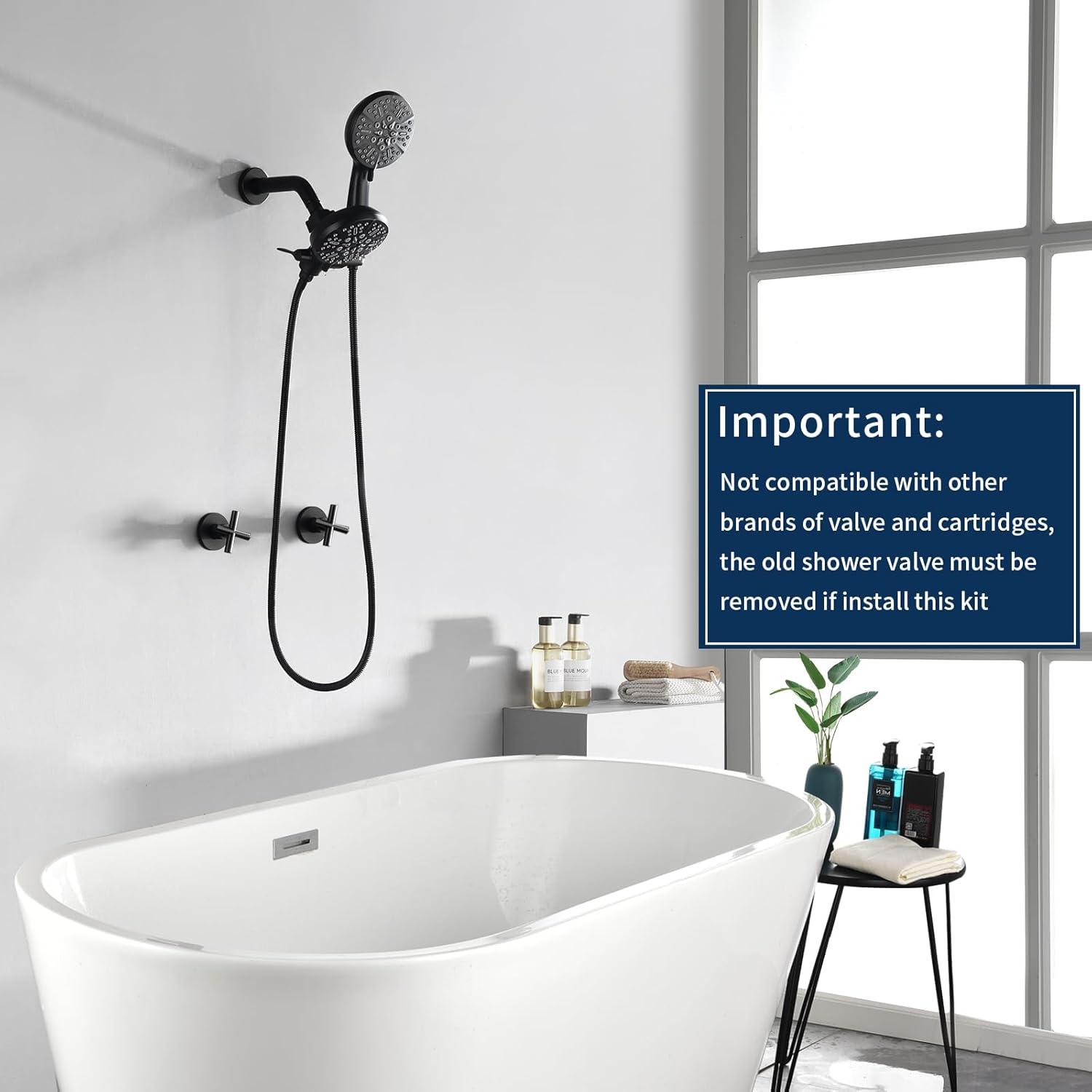 Matte Black Wall Mounted Dual Shower Head System with Handheld