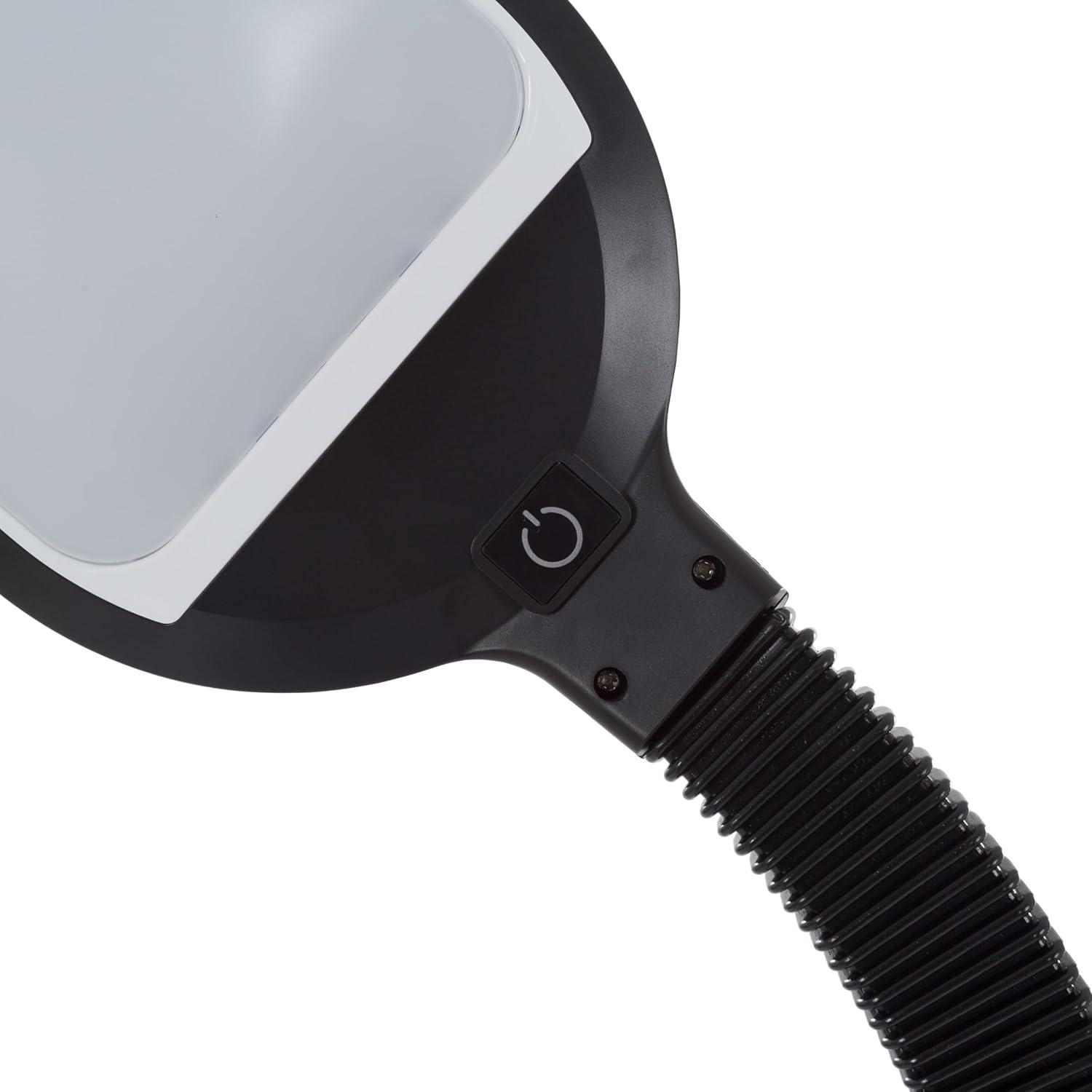 Bedford Home LED Floor Lamp - Full Spectrum Natural Sunlight Lamp with Bendable Neck - Dimmable Reading, Craft, and Esthetician Light (Midnight Black)