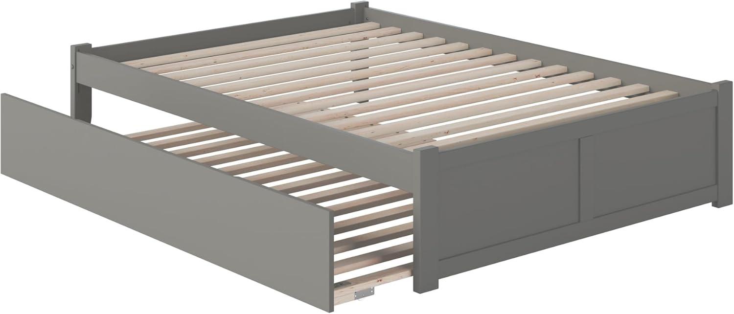 Concord Full Gray Wood Platform Bed with Trundle and Slats