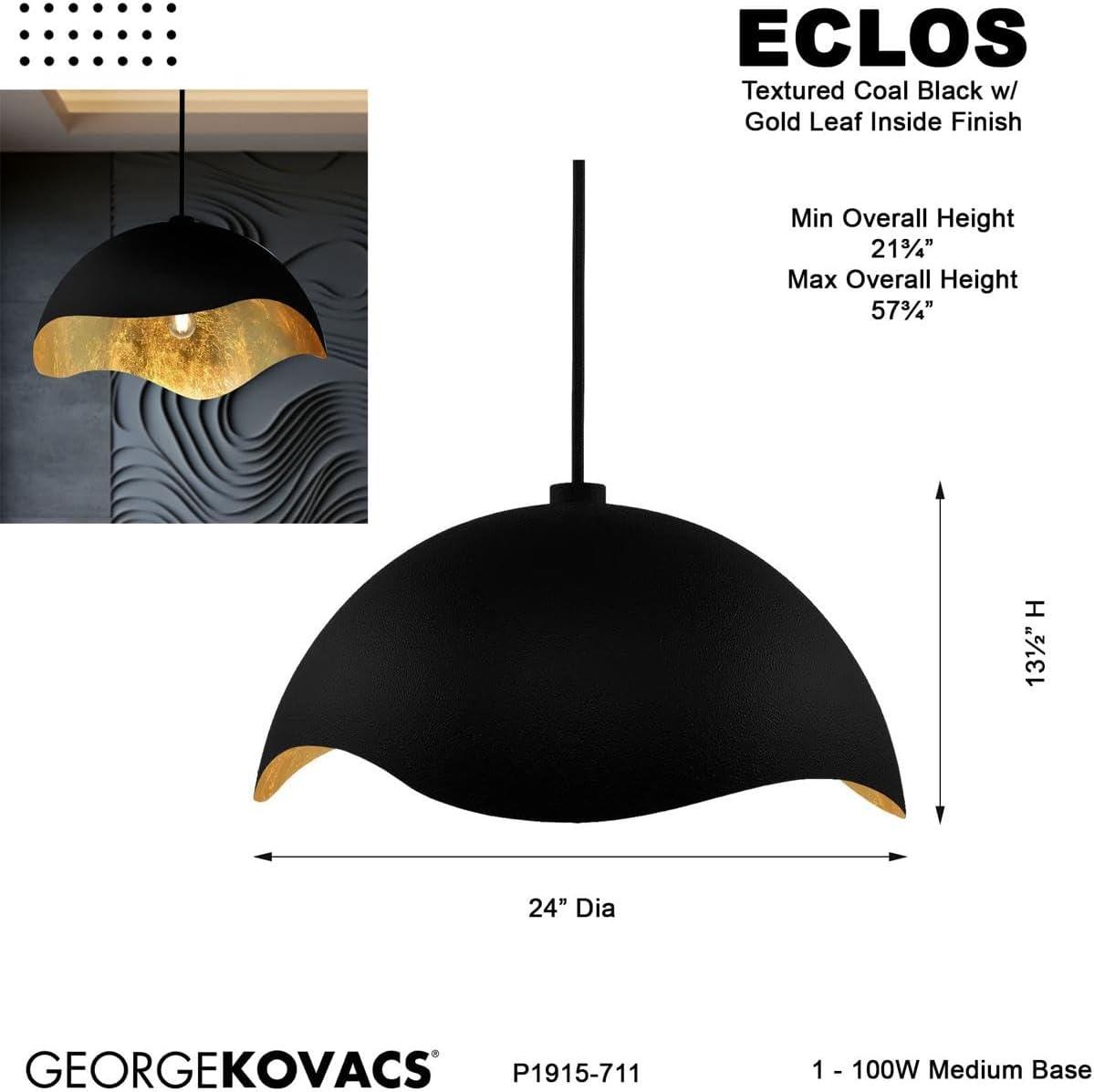 George Kovacs by Minka George Kovacs Eclos 23" Wide 1 Light Pendant In Sand Coal W/Gold Leaf Finish