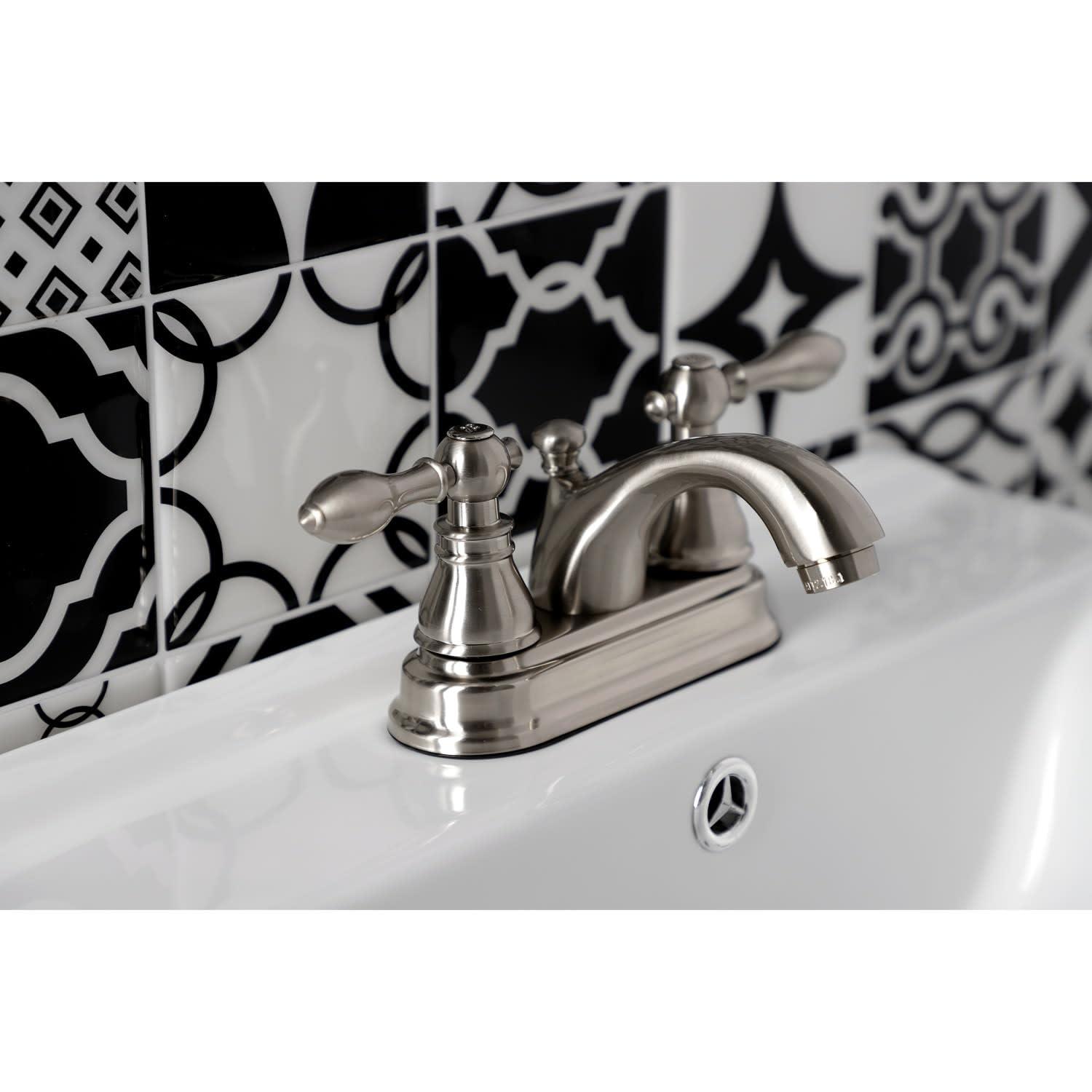Kingston Brass Kingston Brass American Classic Two-Handle 3-Hole Deck Mount 4" Centerset Bathroom Faucet with Plastic Pop-Up KB2602ACL