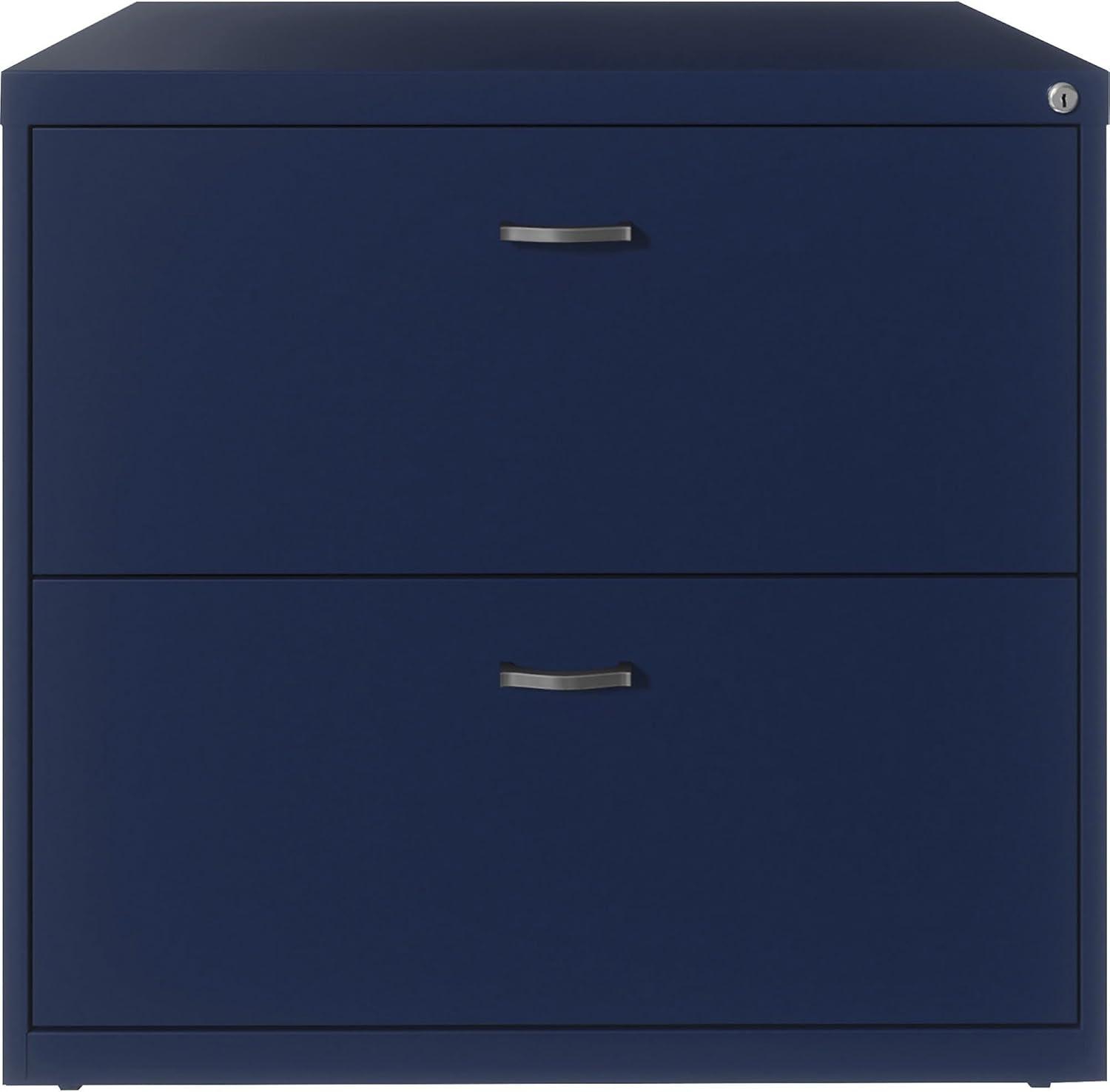 Navy 36" Steel 2-Drawer Lockable Lateral File Cabinet