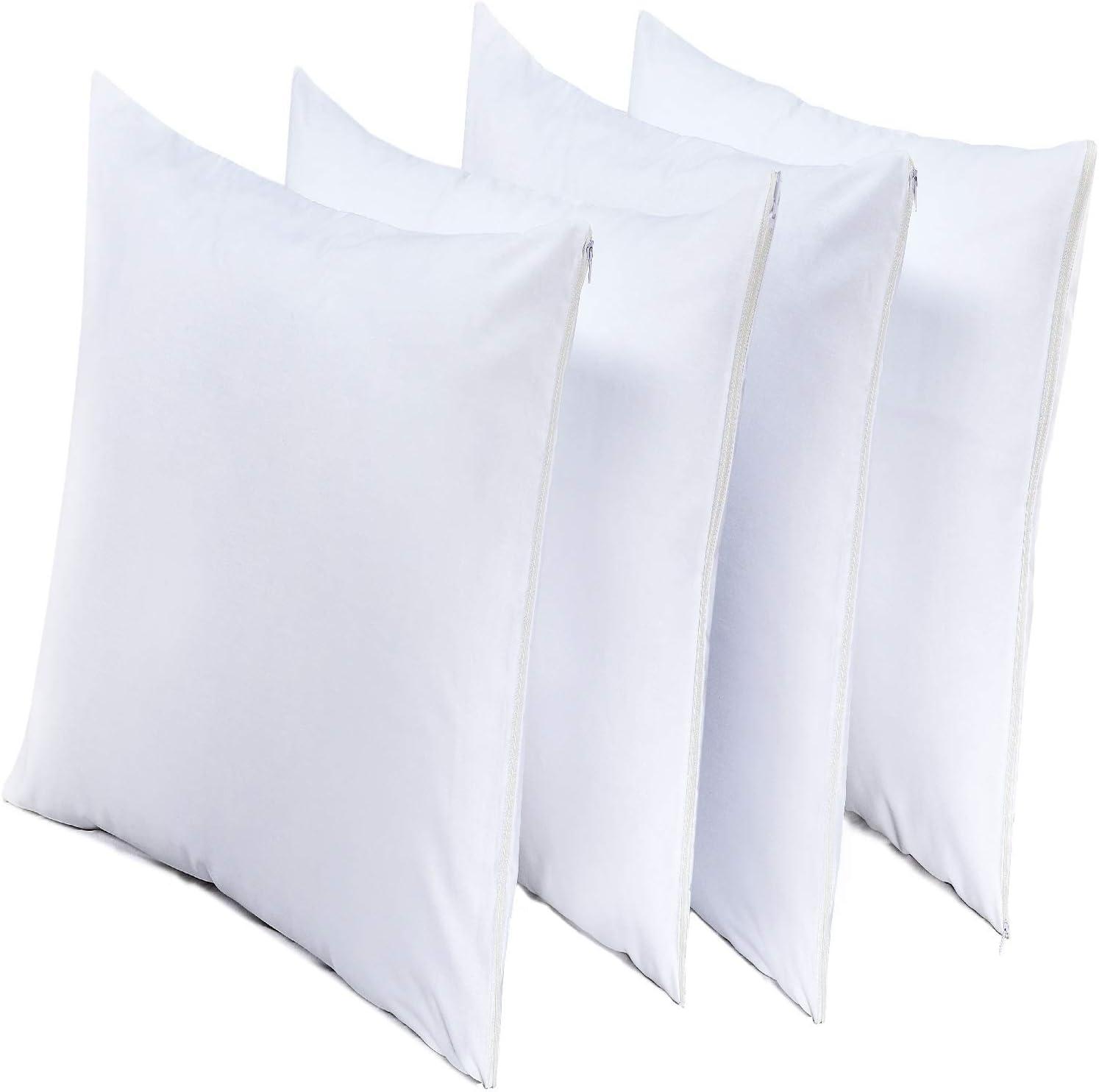 Standard White Cotton Hypoallergenic Pillow Protectors Set of 4