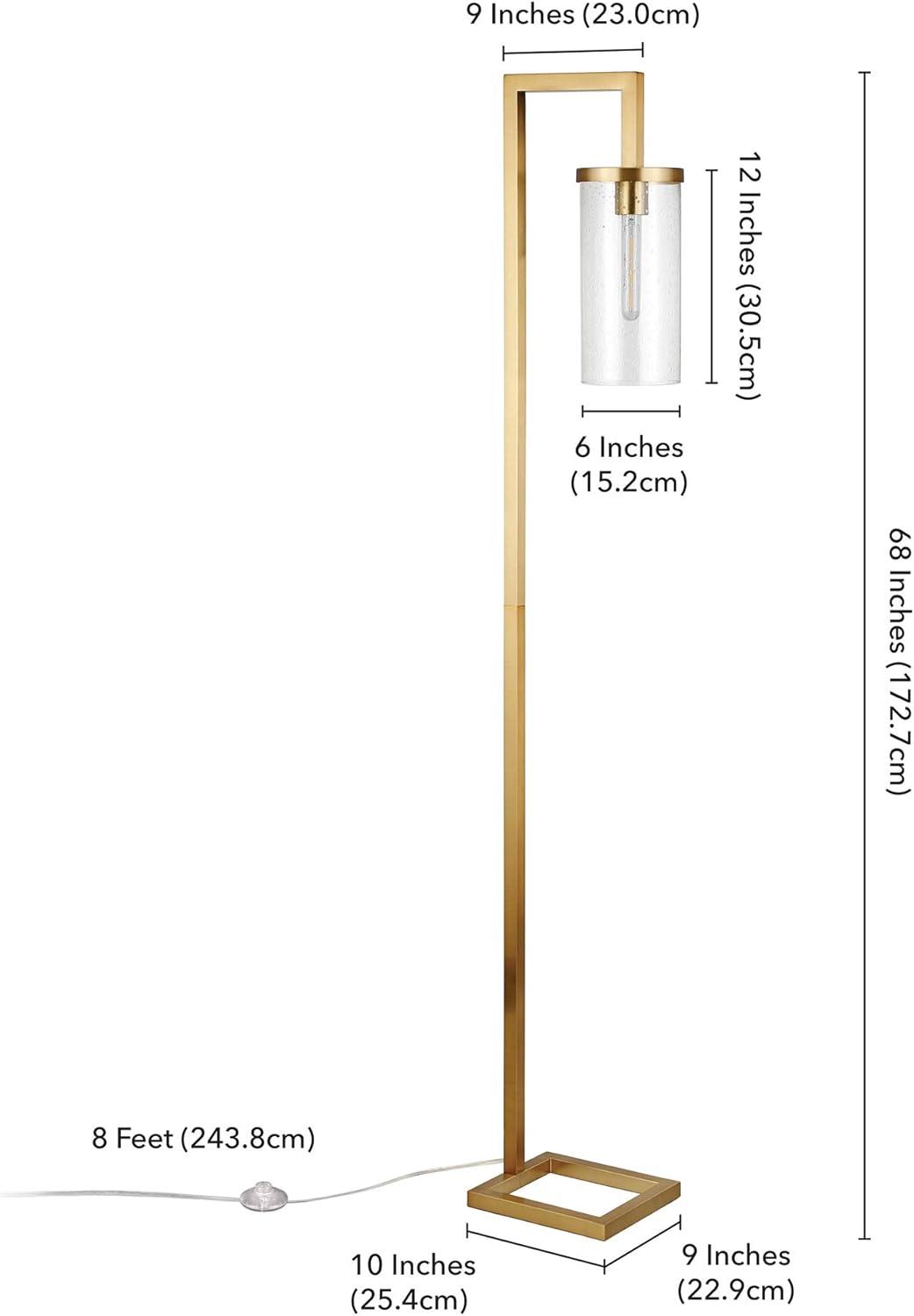 Brass and Pulegoso Glass Arc Floor Lamp