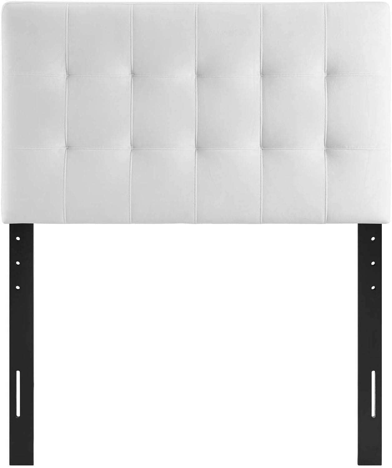 White Velvet Biscuit Tufted Twin Headboard with Wood Frame