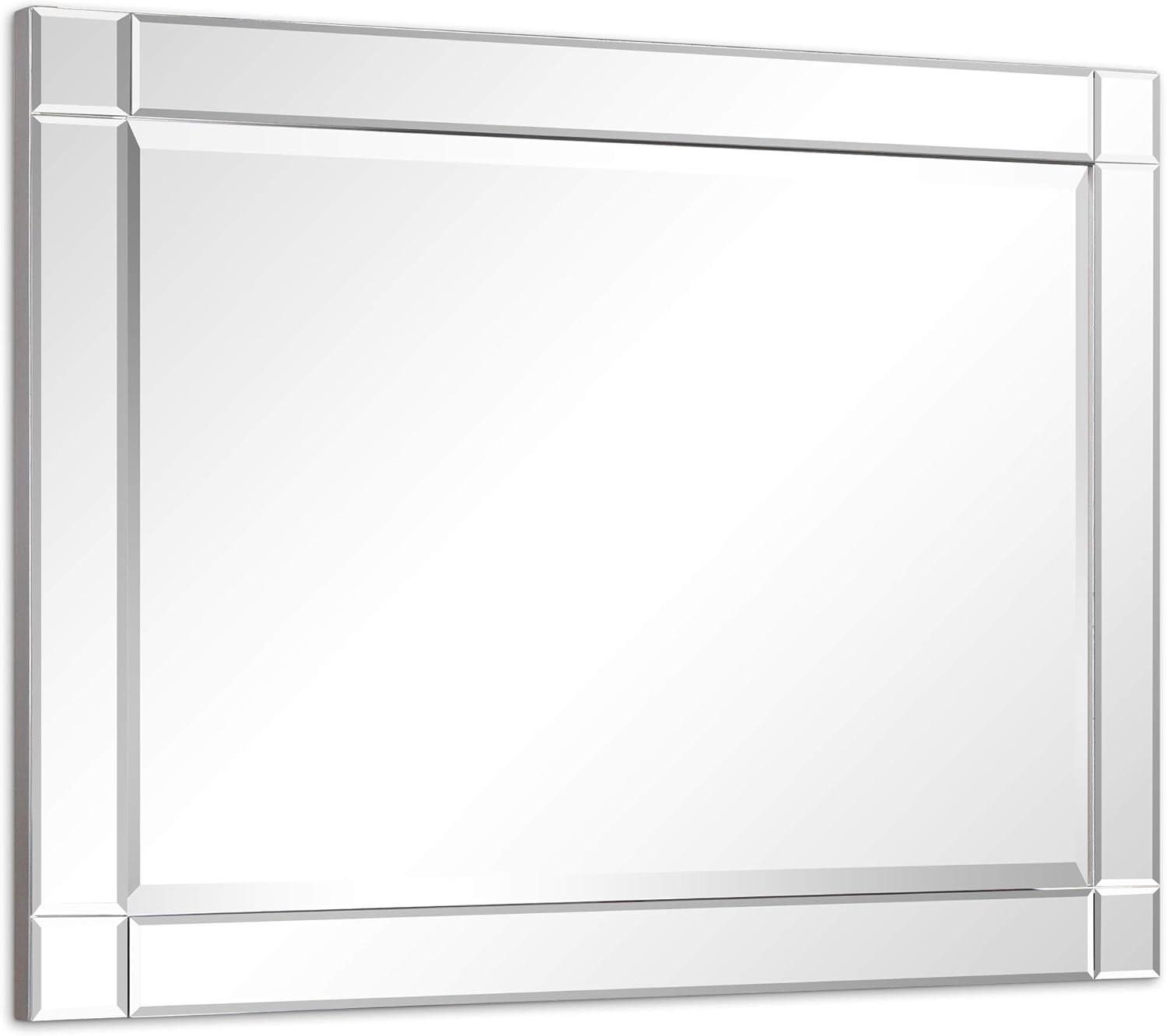 Empire Art Direct Moderno Squared Corner Beveled Rectangle Wall Mirror, Solid Wood Frame, 1"-Beveled Center Mirror, Ready to Hang - Clear 30 in. x 40