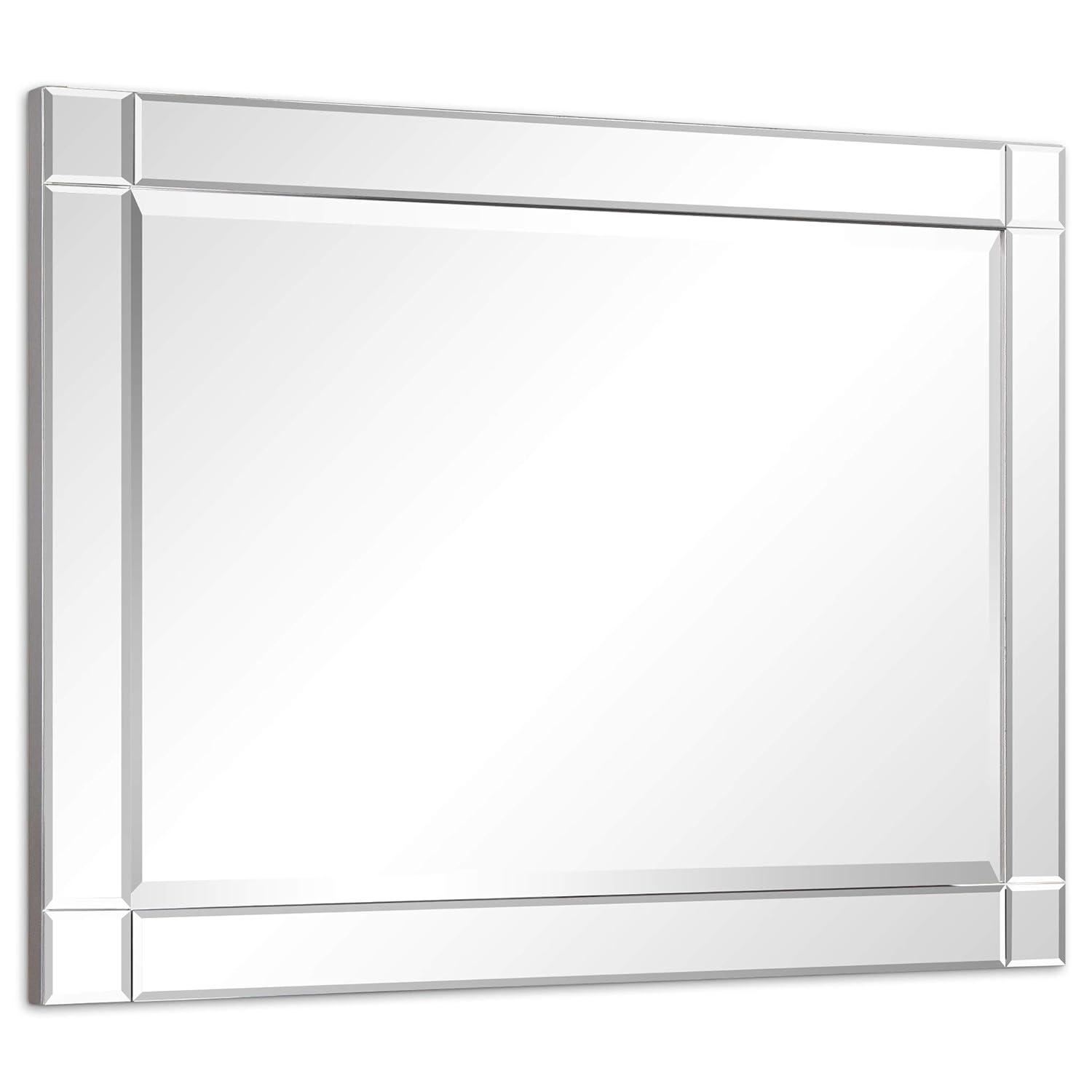 Empire Art Direct Moderno Squared Corner Beveled Rectangle Wall Mirror, Solid Wood Frame, 1"-Beveled Center Mirror, Ready to Hang - Clear 30 in. x 40