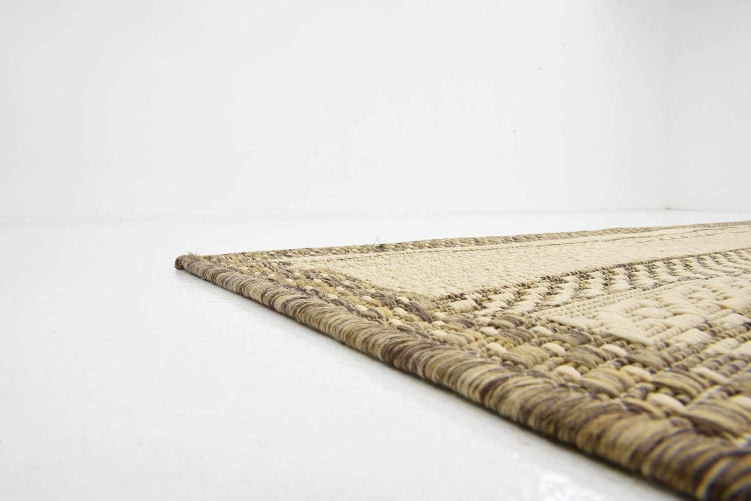 Modern Reversible Brown Stripe Synthetic Outdoor Rug 4' x 6'