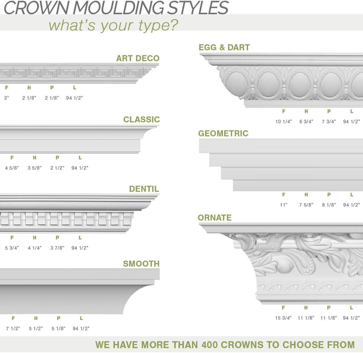 White Egg & Dart Crown Moulding 94.5"