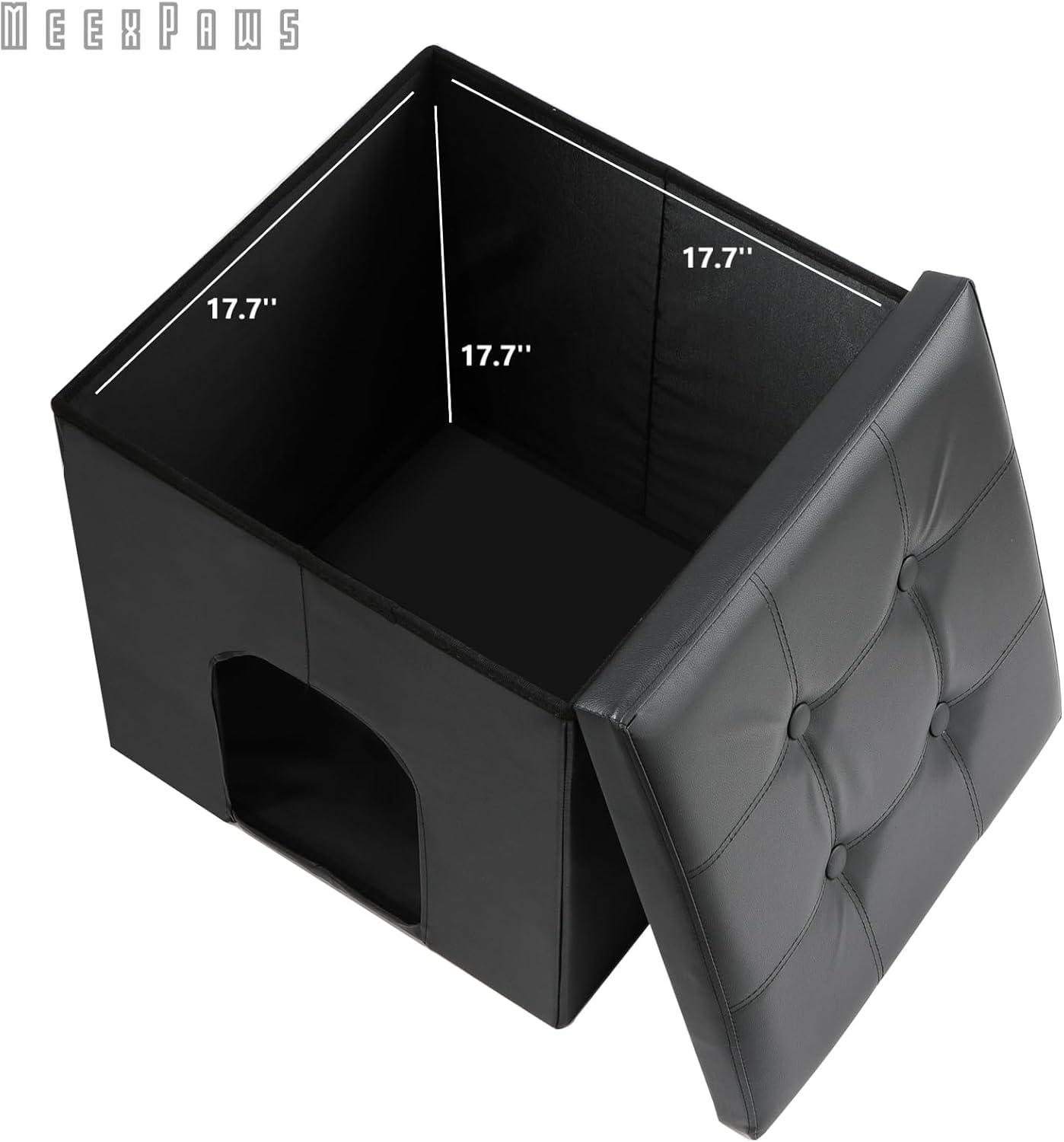 MEEXPAWS Cat Litter Box Enclosure Furniture Hidden, Cat Washroom Bench Storage Cabinet Small 19.7'' x 19.7'' x 19.7''| Dog Proof | Waterproof Inside | Easy Clean | Easy Assembly | Odor Control(Grey)