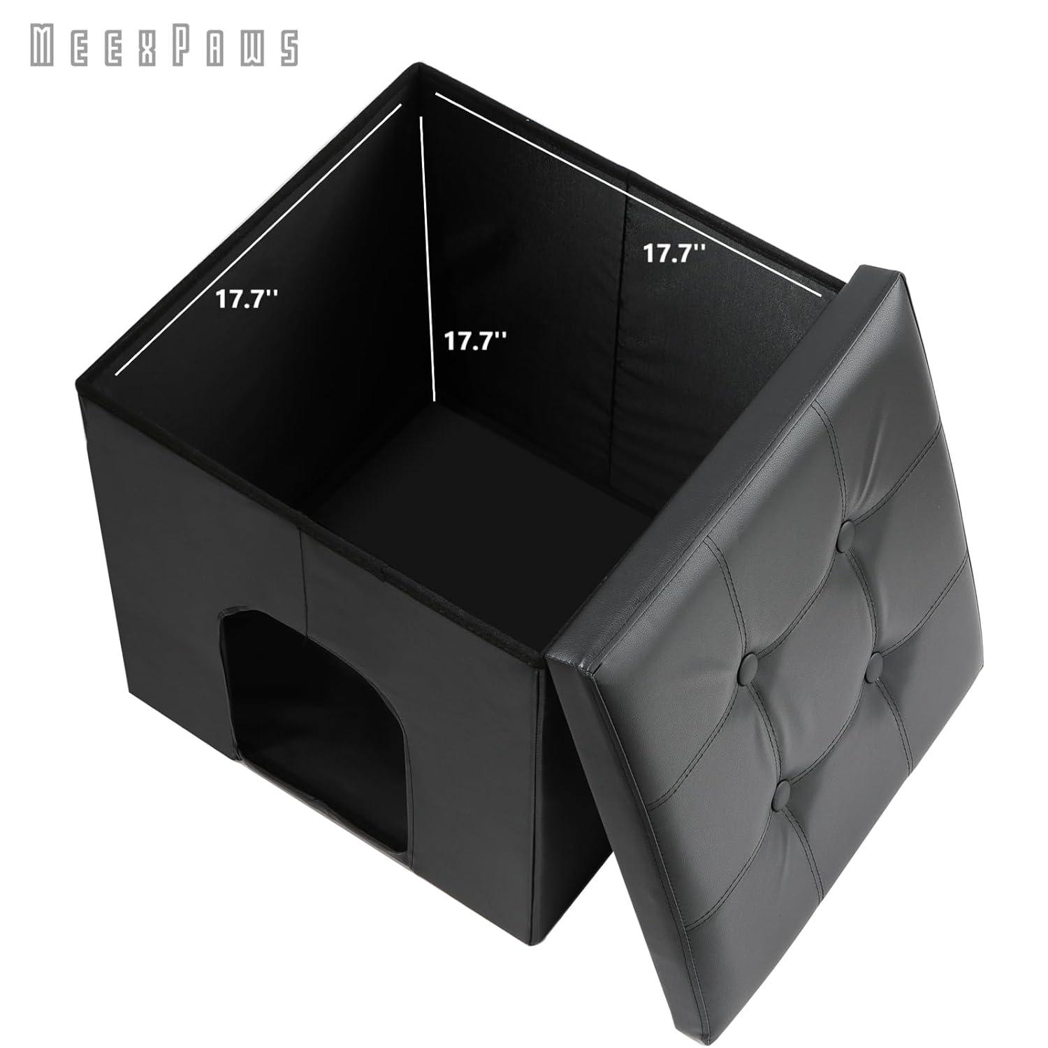 MEEXPAWS Cat Litter Box Enclosure Furniture Hidden, Cat Washroom Bench Storage Cabinet Small 19.7'' x 19.7'' x 19.7''| Dog Proof | Waterproof Inside | Easy Clean | Easy Assembly | Odor Control(Grey)