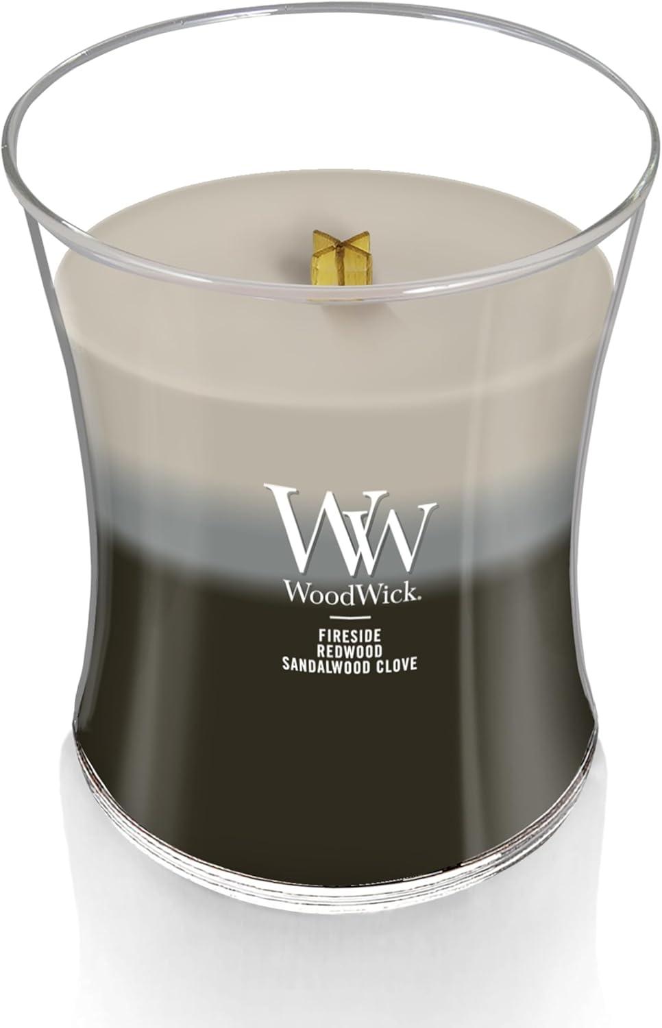 WoodWick Medium Hourglass Trilogy Scented Candle, Warm Woods, 9.7 oz