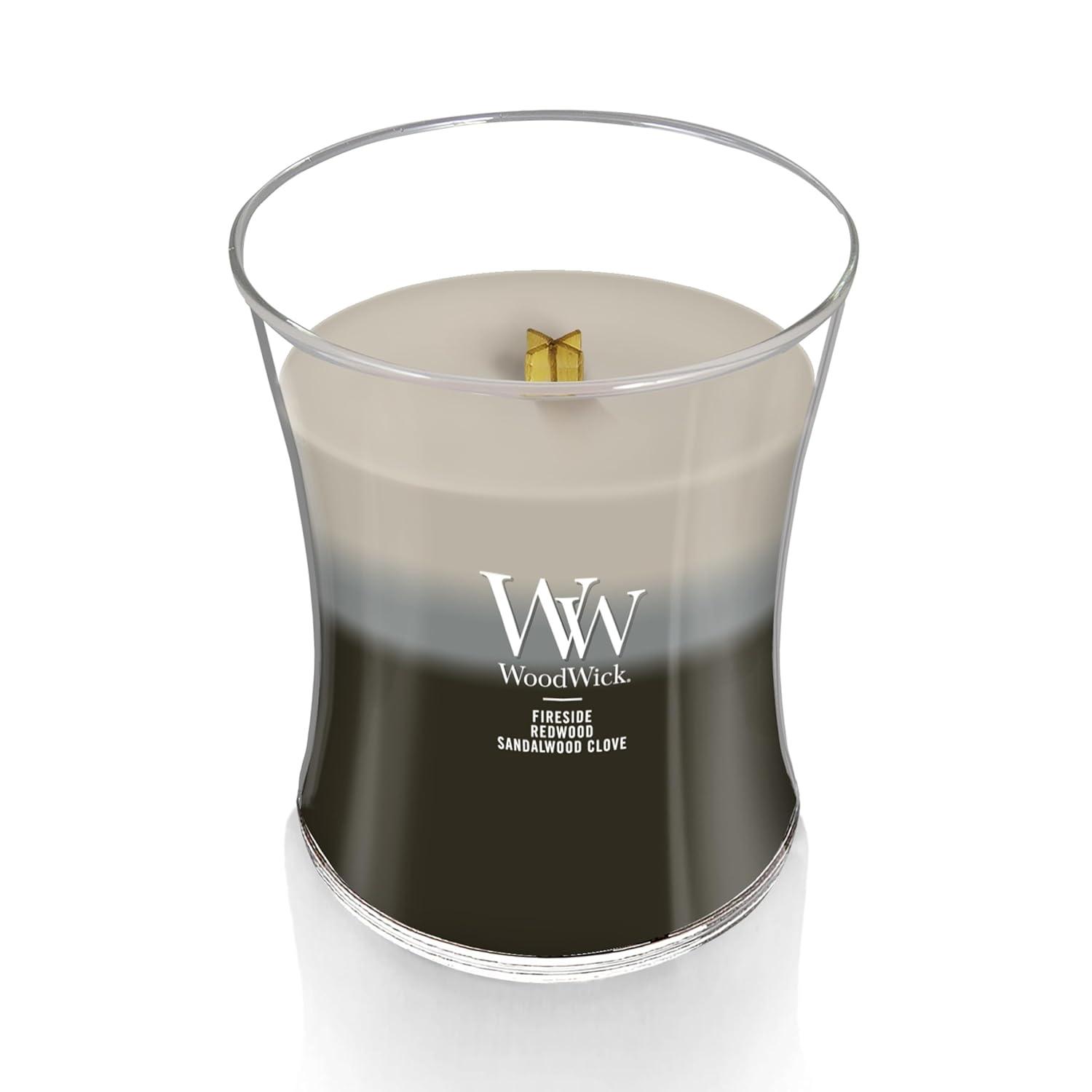 WoodWick Medium Hourglass Trilogy Scented Candle, Warm Woods, 9.7 oz