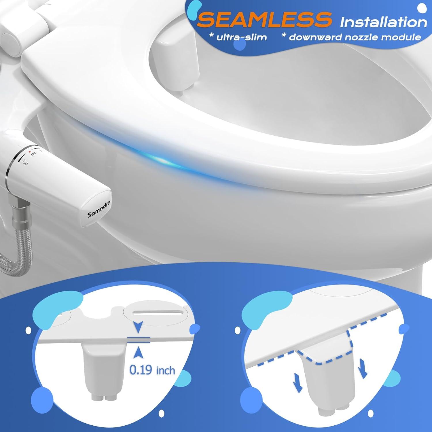 Ultra-Slim White Dual Nozzle Bidet Attachment