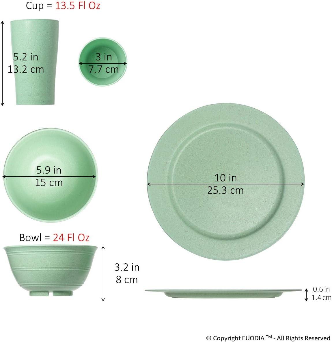 Multicolor Wheat Straw Plastic Outdoor Dinnerware Set for 6