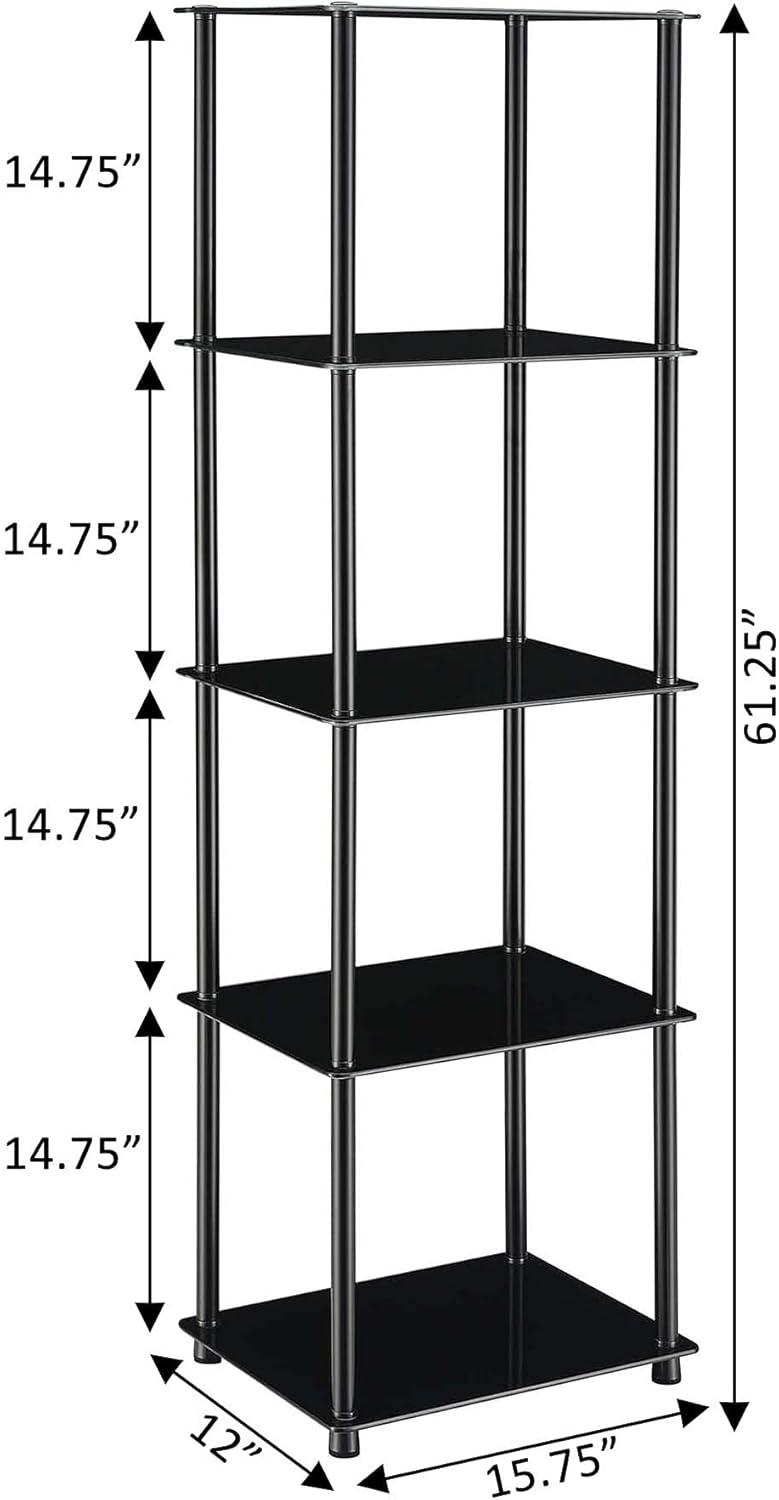 Convenience Concepts Designs2Go Classic Glass 5 Tier Tower, Black Glass