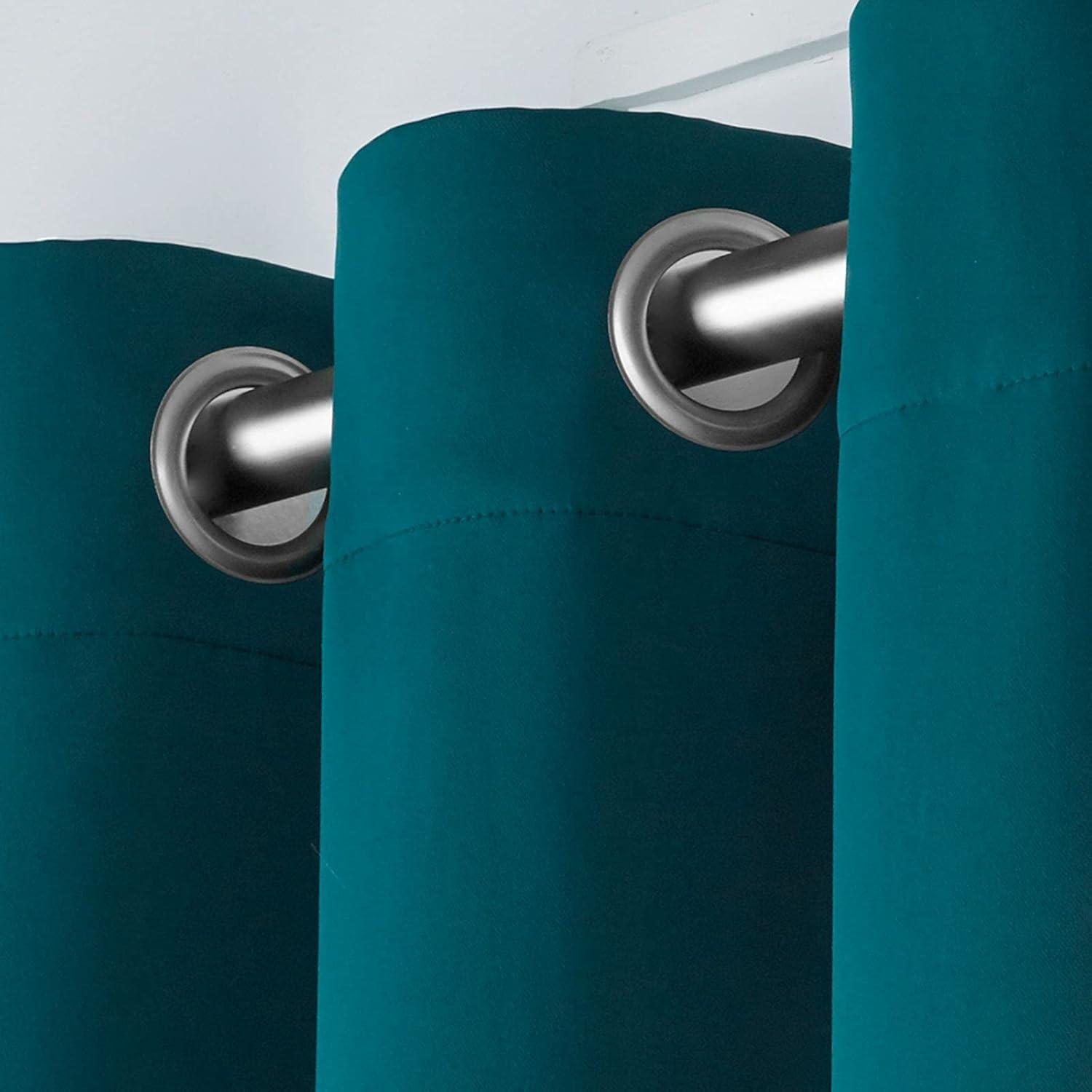 Set of 2 (96"x52") Sateen Twill Weave Insulated Blackout Grommet Top Window Curtain Panels Teal - Exclusive Home: Room Darkening Drapes